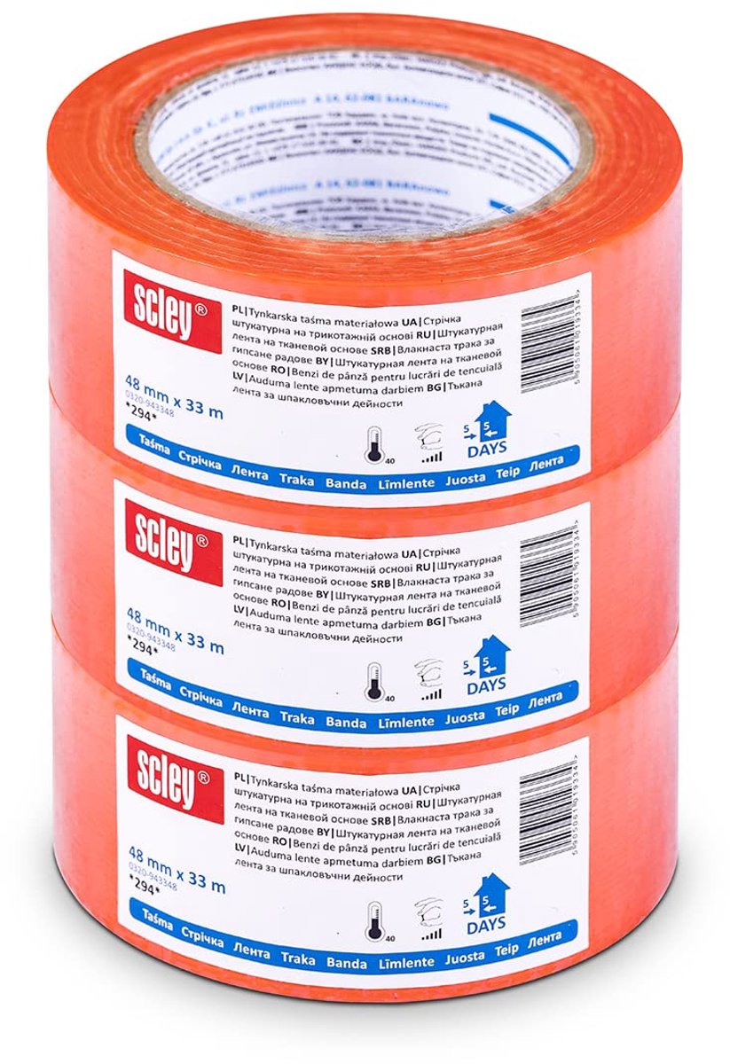 SnelShoppen - Gold Tape Masking Tape 48mm x 33m - 3 Stuks - Hoge Plakkracht - Waterproof - Crepe Tape voor Schilderen en Klussen