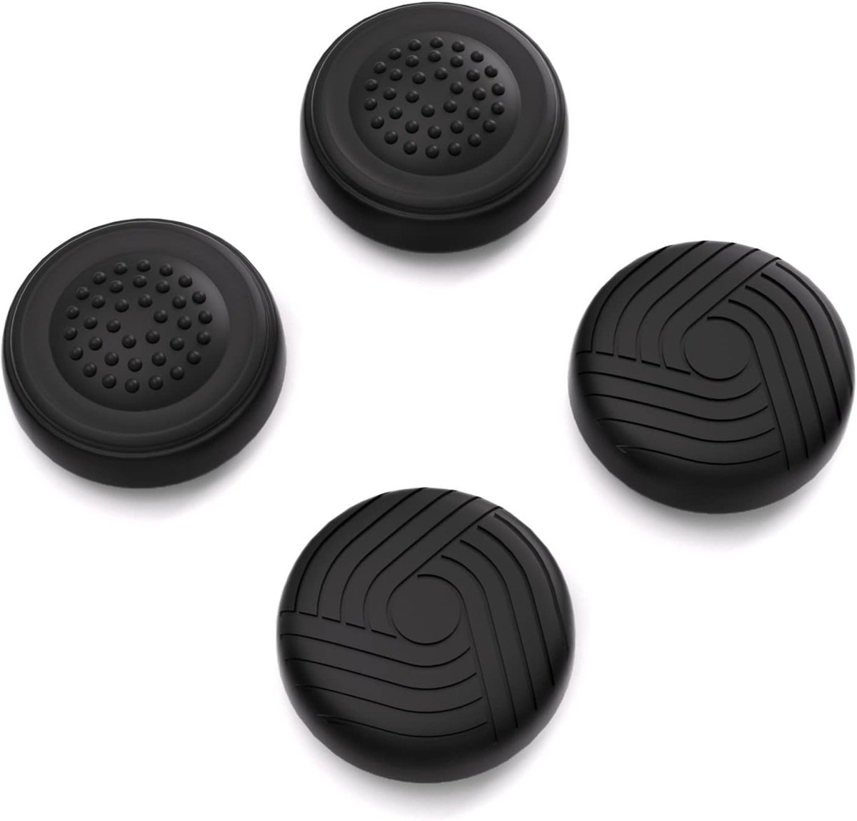 SnelShoppen - PlayVital Thumb Grip Caps - Silicone Joystick Covers voor Steam Deck OLED, Steam Deck LCD & PS Portal - Zwart (Samurai&Guardian Edition)