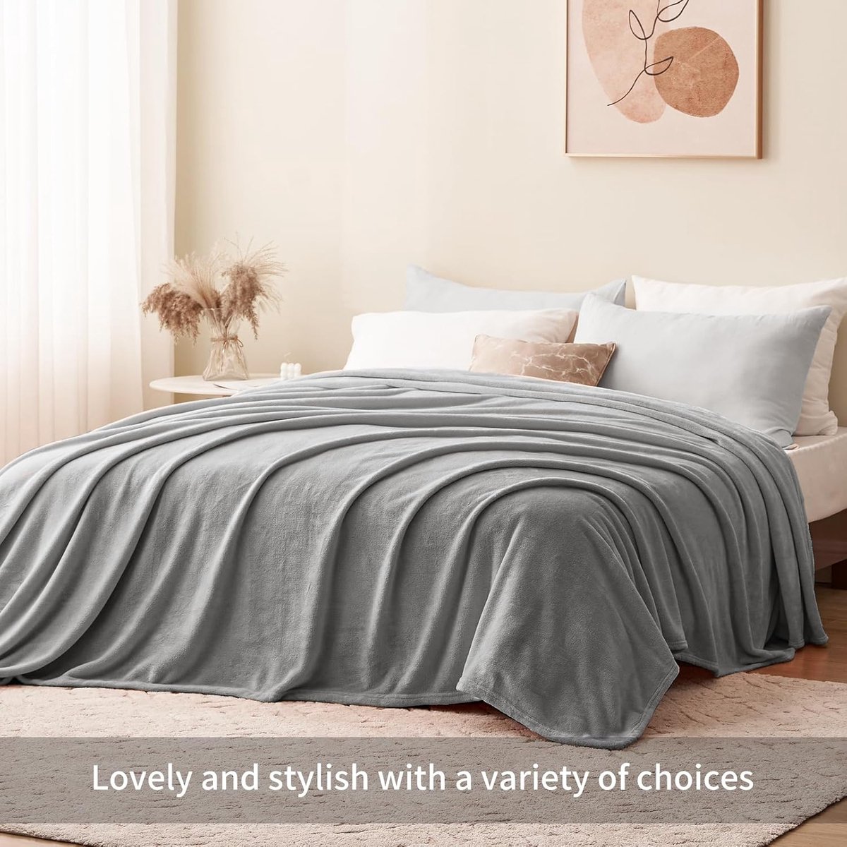 SnelShoppen - XXL Fleece Dekbed Grijs, 220x240 cm, Zachte en Warme Plaid voor Bank en Bed, Ideaal voor Winter en Feestdagen, Lichtgrijs Cover