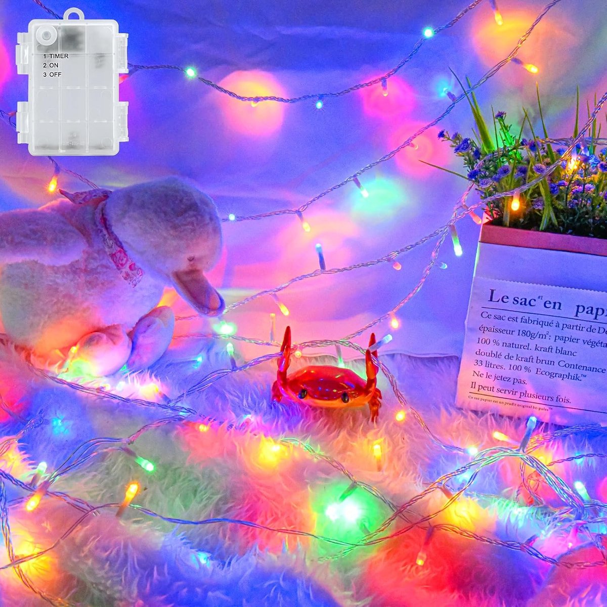 SnelShoppen - 3m Outdoor Fairy Lights, 30 LED Lampjes, IP65 Waterdicht, 6 Uur Timer, Multi-Kleur Decoratie voor Kerst, Tuin, Binnen en Buiten
