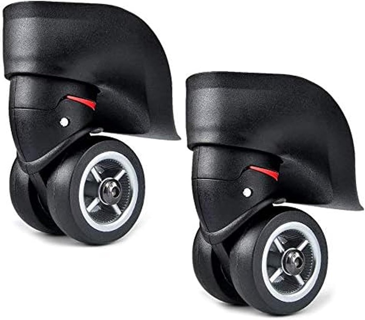 SnelShoppen - 2 Stuks Vervangwielen voor Koffer - 49mm Zwart - Inclusief Schroef Reparatieset - Duurzame PVC Dempingswielen voor Trolley Koffers