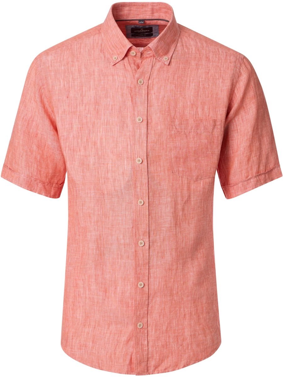 CASAMODA Linnen Overhemd Korte Mouw Button Down Boord - L