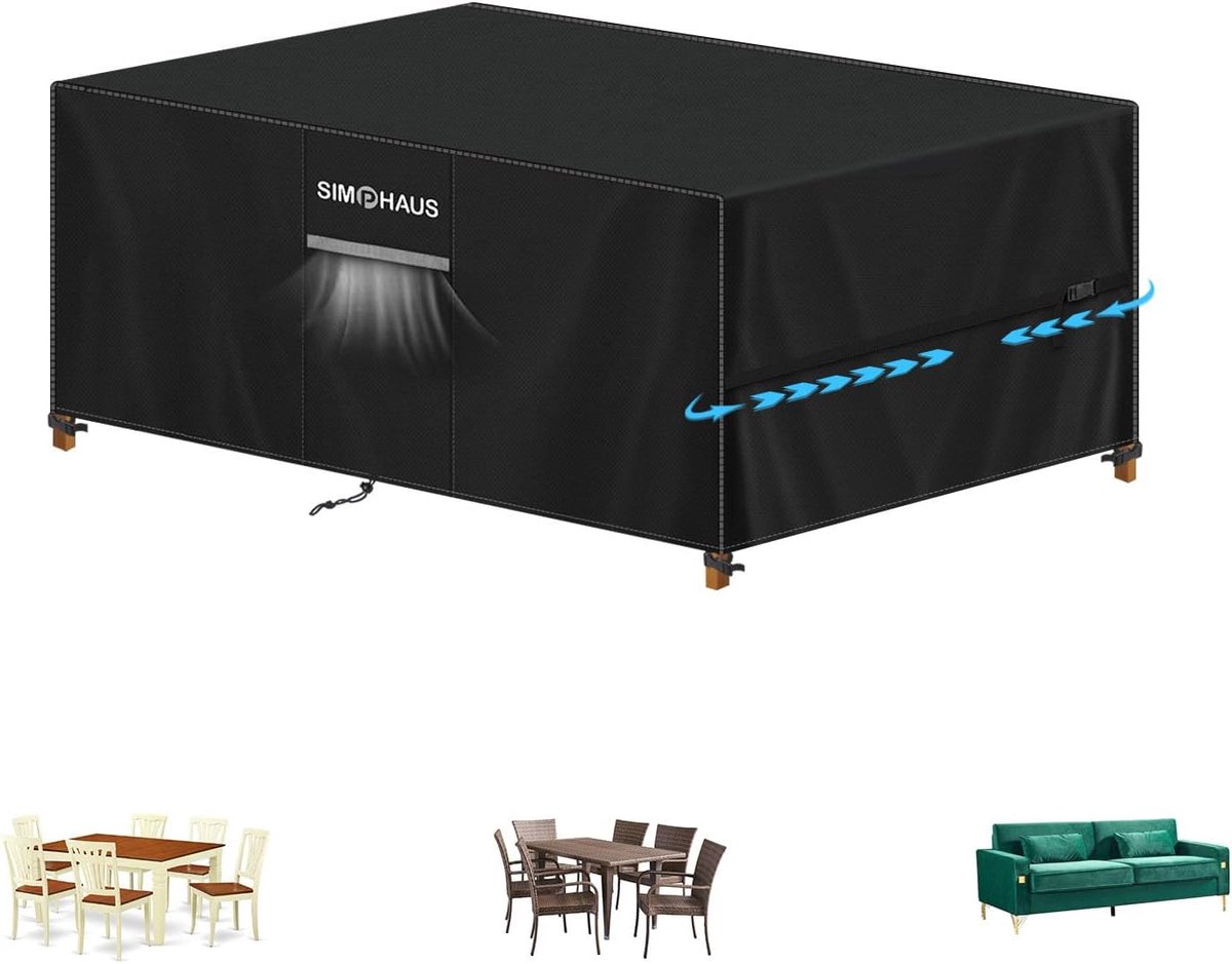 SnelShoppen - Beschermhoes Tuinmeubels - Waterdichte Tuinmeubelhoes voor Tuintafel - 420D Oxford Stof - Winddicht - 140x80x80cm - UV Bescherming
