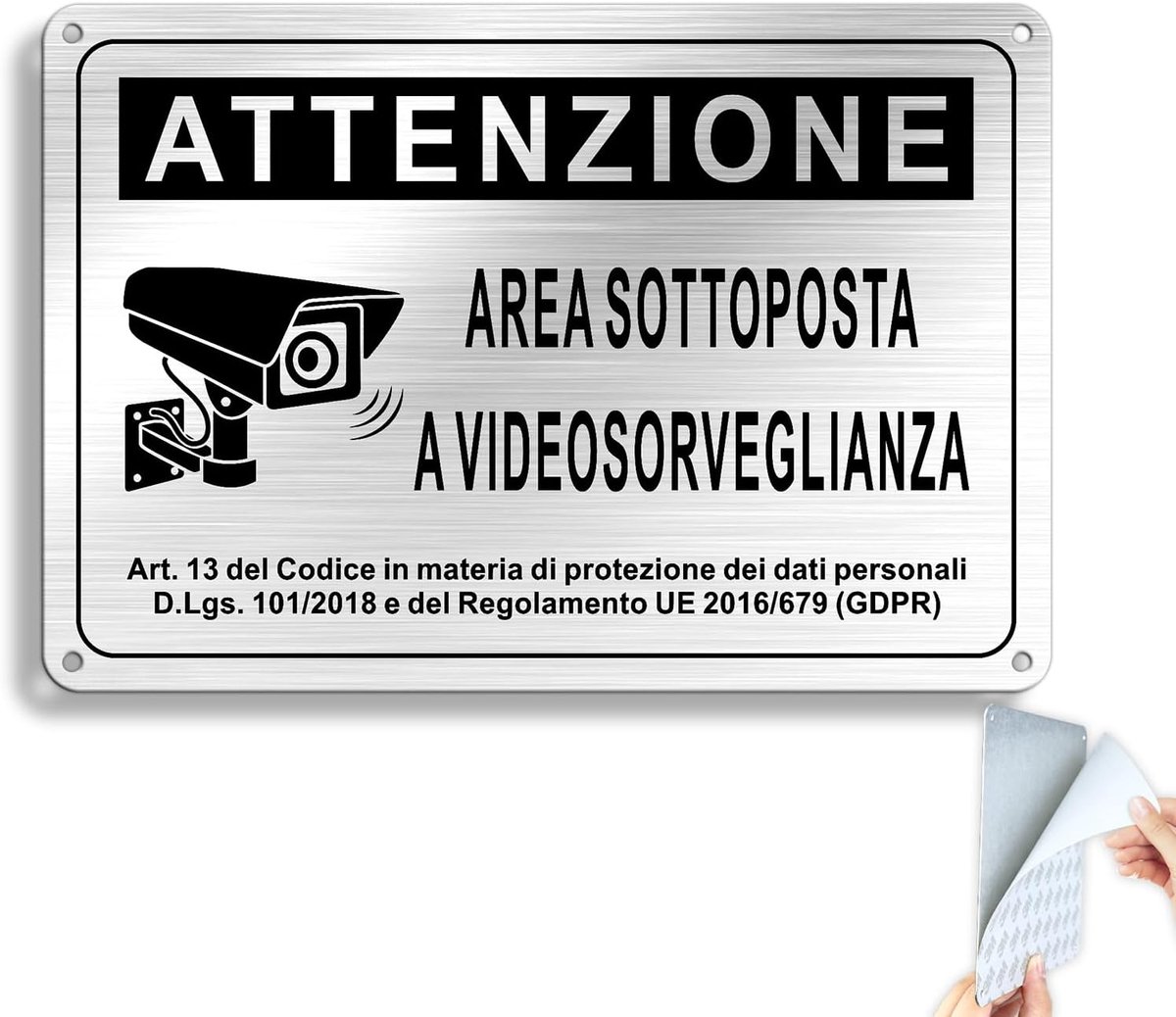 SnelShoppen - DSGVO 2023 Schild Video Surveillance Aluminium 22 x 15 cm - Beveiliging Sticker voor Camera Bewaking - Veiligheidsinformatie voor Thuis