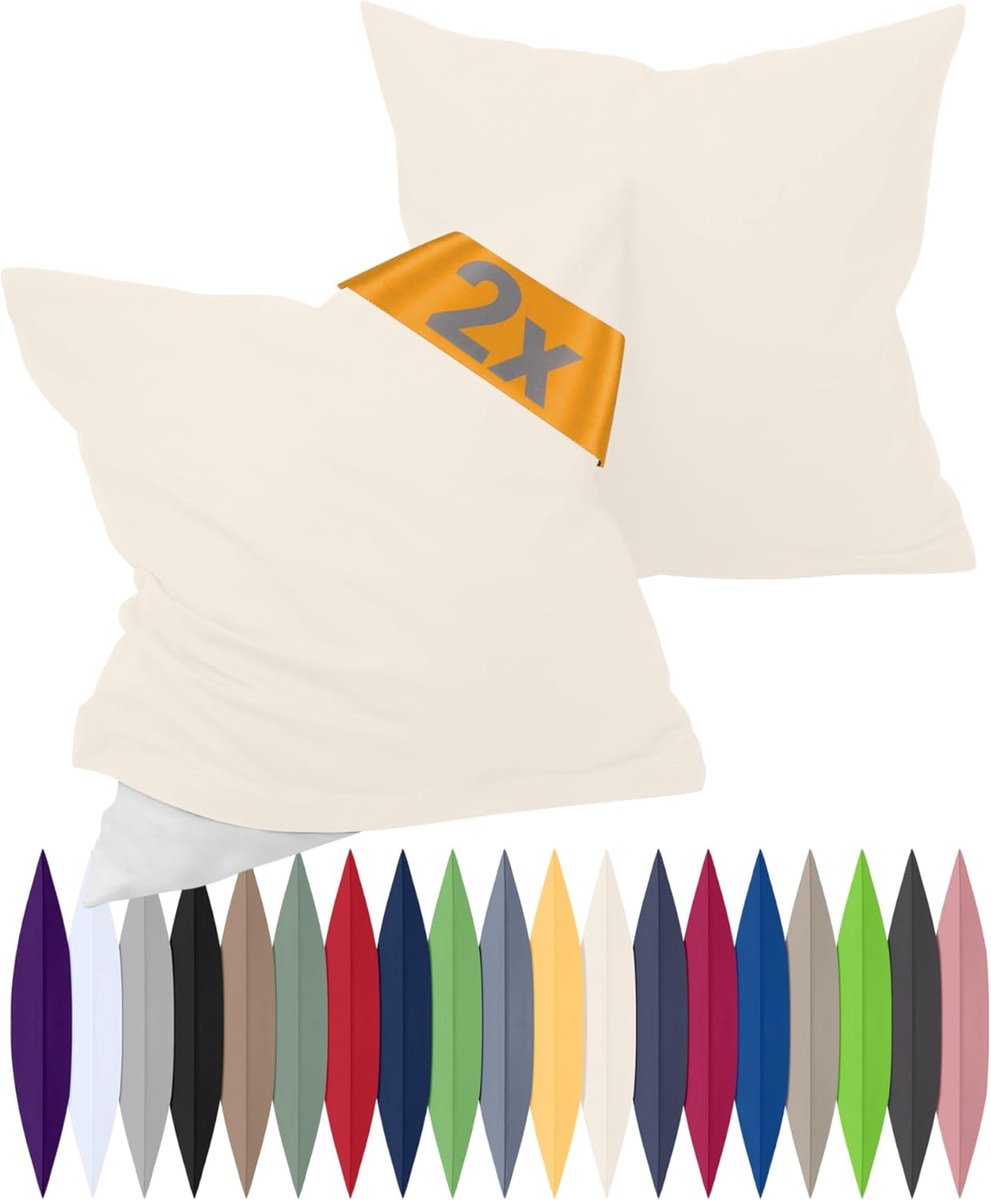 SnelShoppen - Renforcé Kussenhoezen Dubbelpack 40x40 cm - 100% Katoen, Eenvoudig en Stijlvol, 19 Kleuren, Ademend en Temperatuur Reguleren voor Woonka