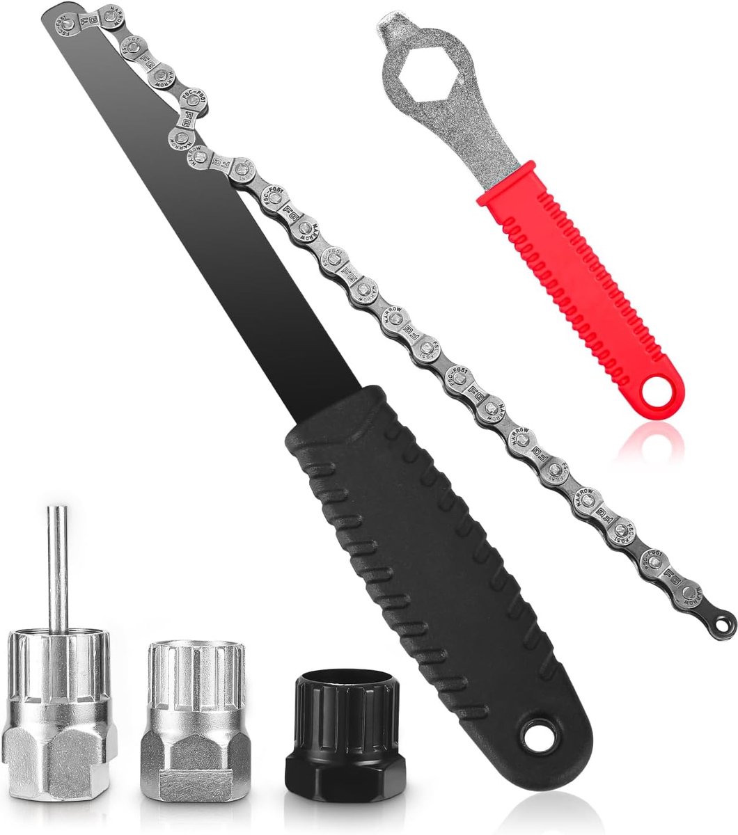 SnelShoppen - Bicycle Chain Whip Set van 5 - Universele Cassette Lockring Tool, Cassette Puller en Gear Remover, Ideaal voor Fiets Onderhoud en Repara
