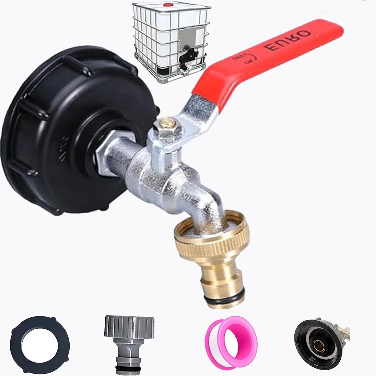 SnelShoppen - IBC Water Tank Accessoires 1/2 Inch - Brass Spout Tap S60 x 6 - 1000L IBC Container Drain Tap - Perfect voor Tuin en Regenwateropvang