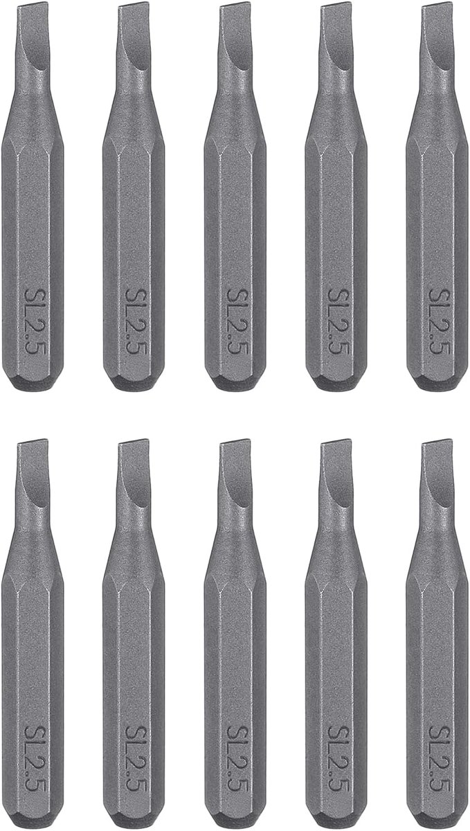 SnelShoppen - 10pcs SL2.5 Slotted Schroevendraaier Bits Set 5/32" Hex Shank 28mm Magnetisch Plat Hoofd S2 Staal voor Elektrische en Accu Schroevendraa