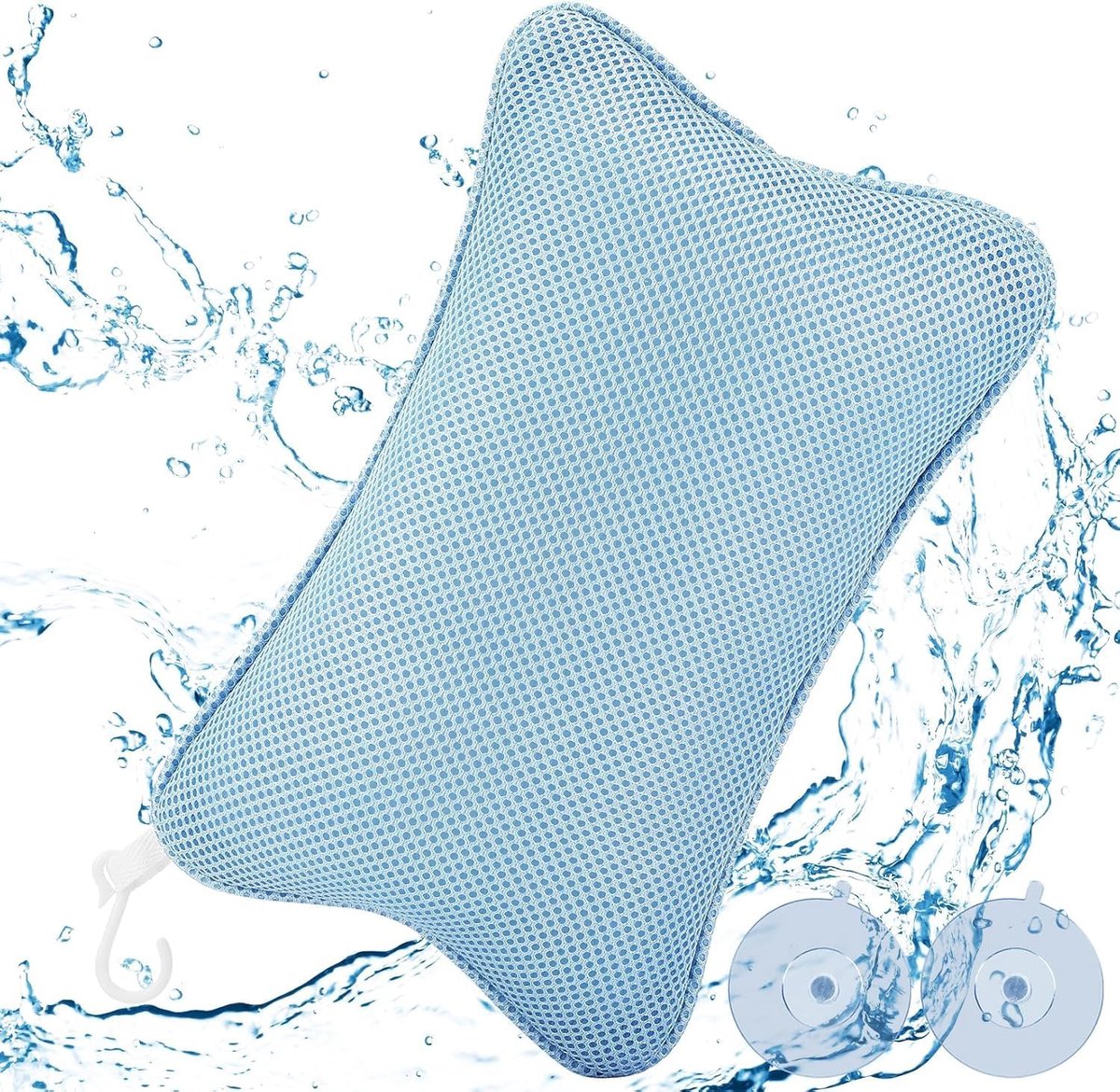 SnelShoppen - Ergonomisch Badkussen met 2 Sterke Zuignappen voor Optimale Nekondersteuning - Luxe Spa Badaccessoire - Blauw