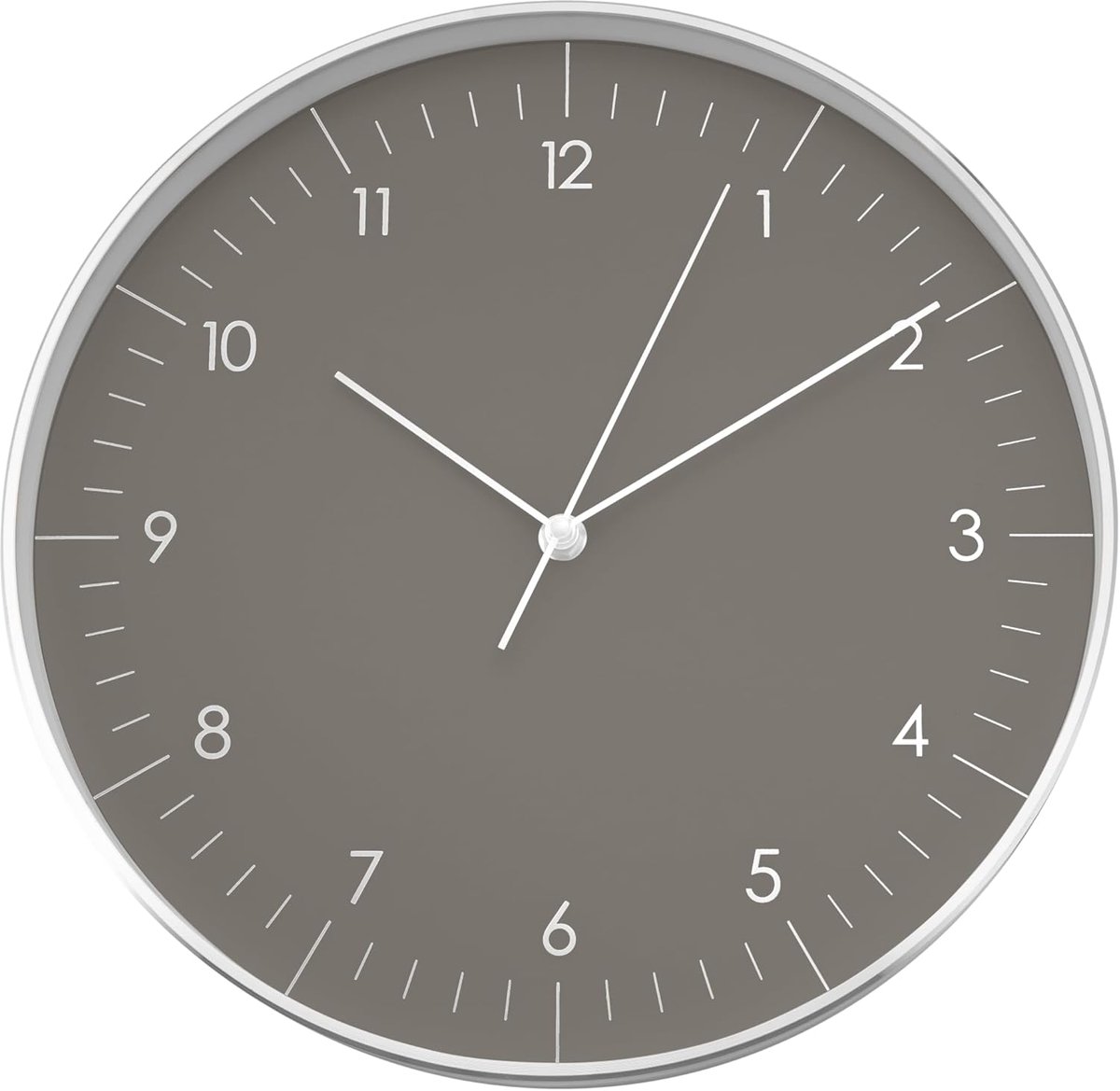 SnelShoppen - Minimalistische Quartz Wandklok 32 cm - Stijlvol en Geluidsloos - Donkergrijs met Zilver - Perfecte Interieurdecoratie en Cadeau voor Ve