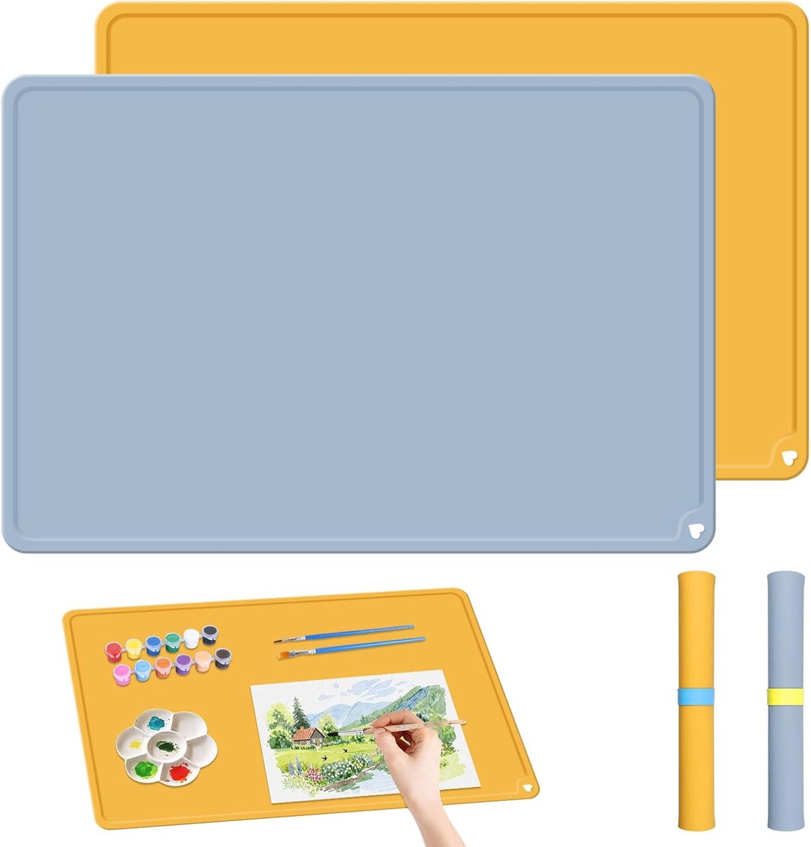 SnelShoppen - 2 Stuks Schilder-Onderlegger voor Kinderen - Creatief Schilderen - Vlekbestendig en Waterafstotend - Ideaal voor Thuis, School en Feestj