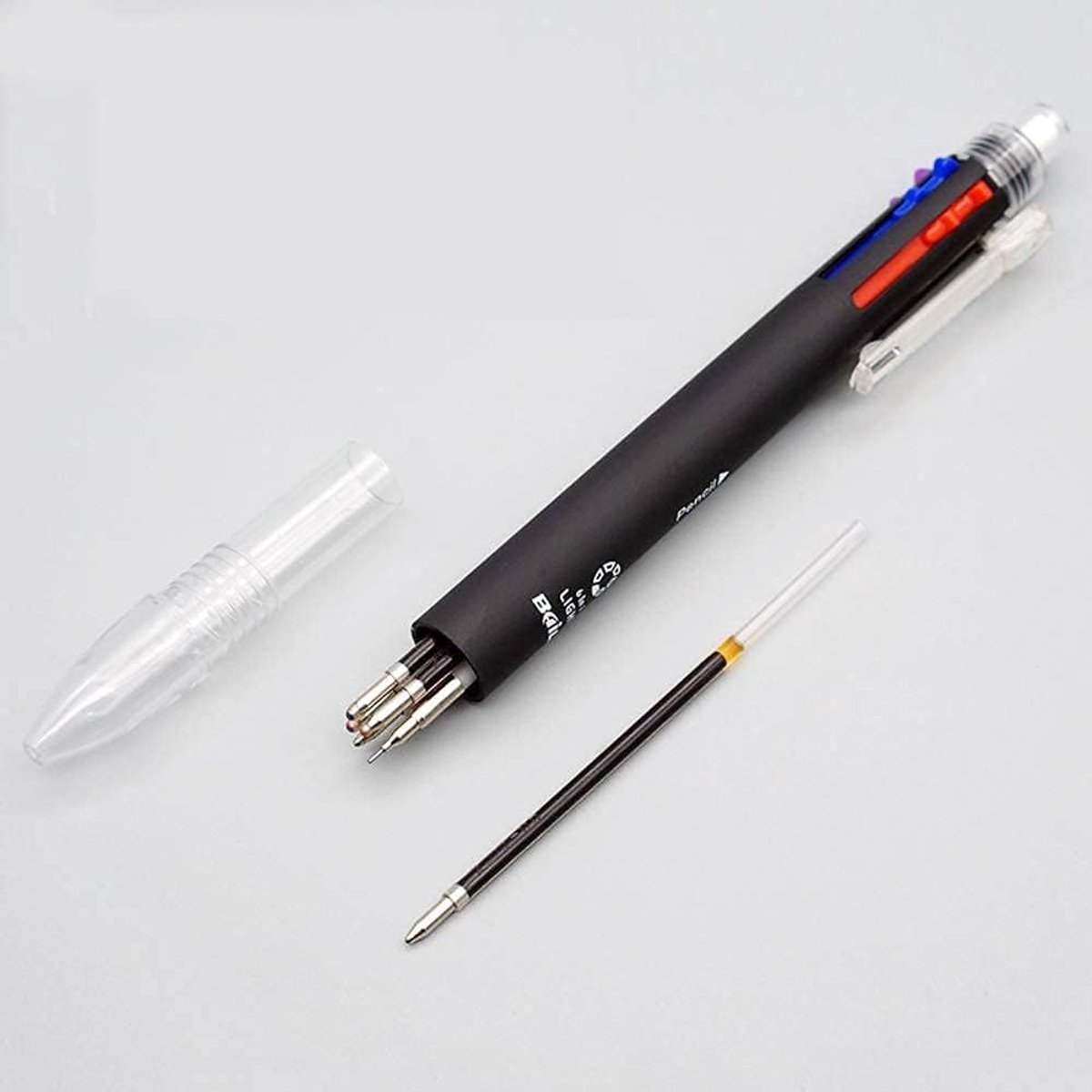 SnelShoppen - Multi-Color Balpen 6-in-1 Balpen met 5 Kleuren + Automatische Potlood met Gum voor Kantoorbenodigdheden (5 Pack)