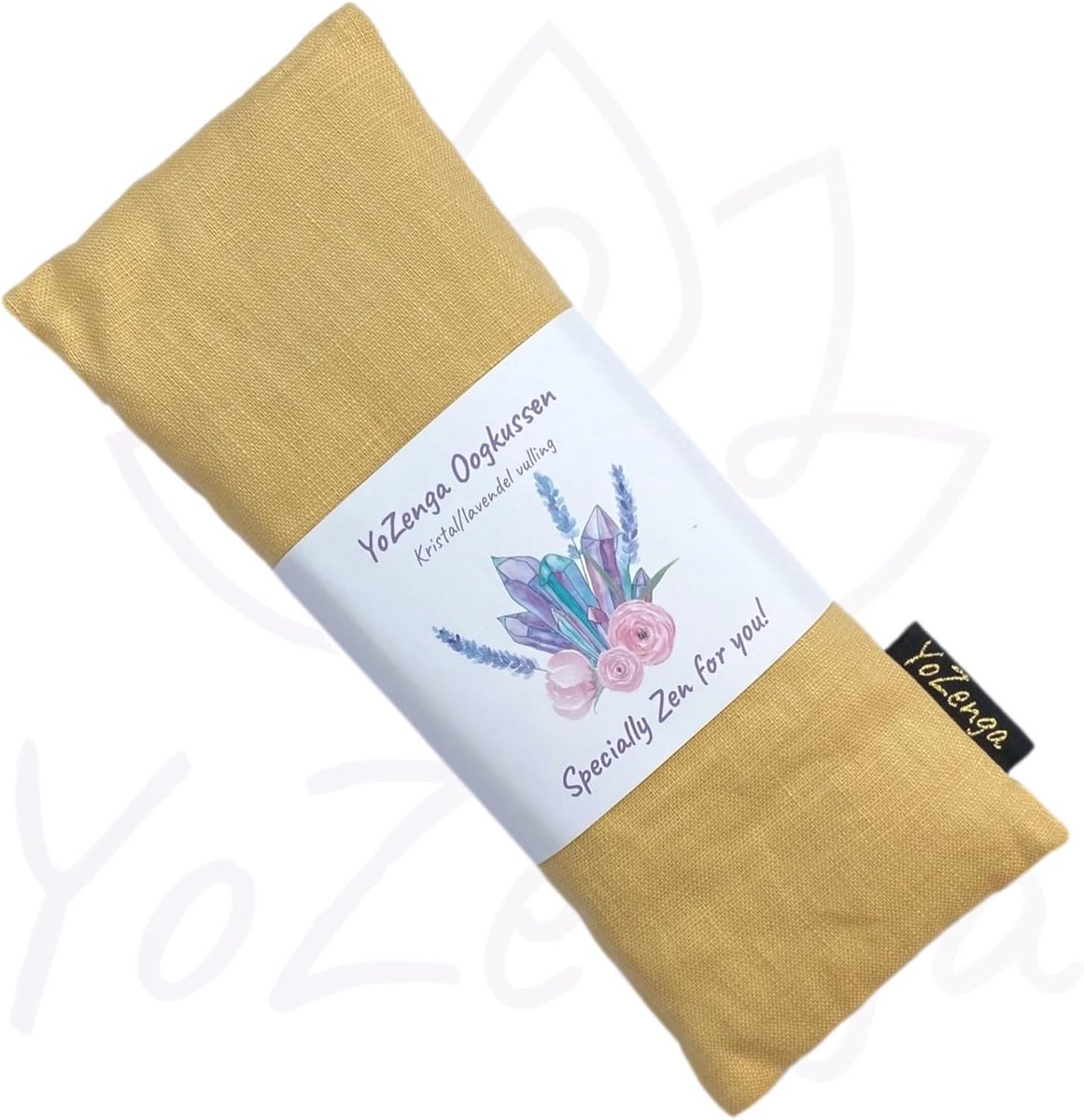SnelShoppen - Eye Pillow Golden Triangle met biologische lavendel & kristallen | Yoga, meditatie, ontspanning | Goudkleurige, 9x22cm | Ideaal bij hoof