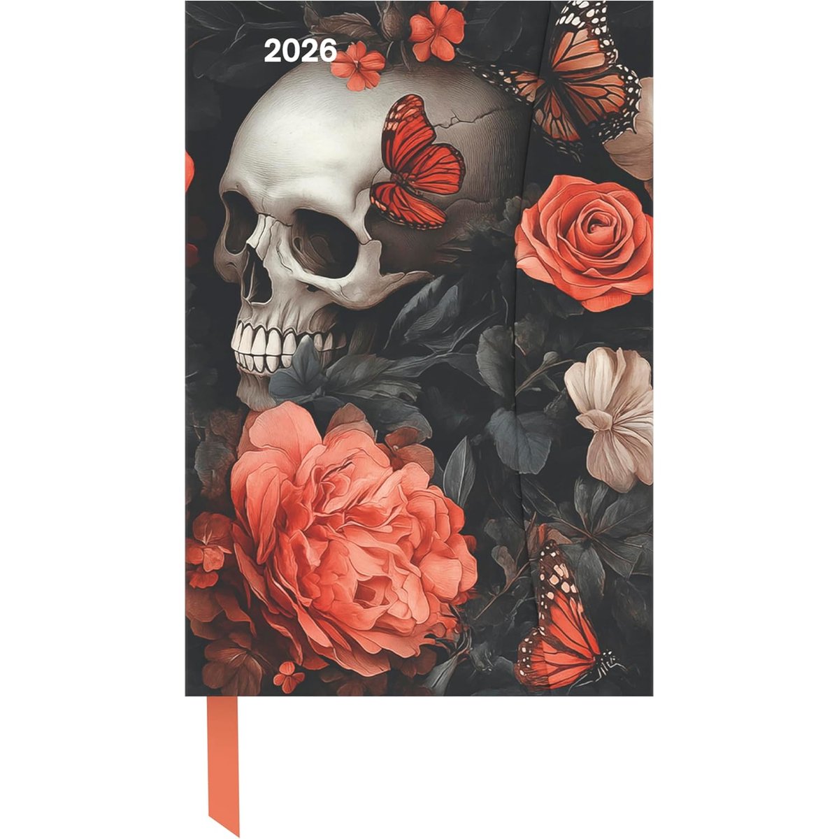 SnelShoppen - Compacte Buchkalender 10x15 cm - Skull 2026 - Magneto Diary - Design & Lifestyle Kalender met Magnetverschluss - Perfect voor Weekplanni
