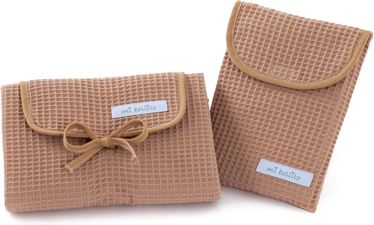 Baby Verschoonset - Luier Tas - Onderweg Luiers - Waterdicht Katoen - 2 Delig - Pastelbruin
