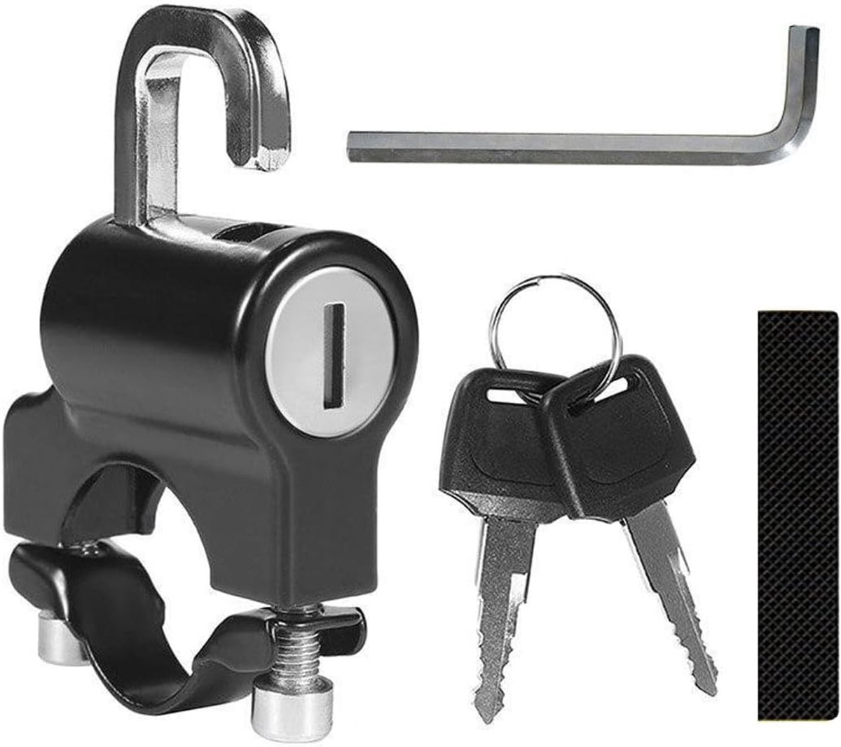 SnelShoppen - Universele Motorhelm Slot met Sleutels - Geschikt voor 22-28 mm Stuurbuizen - Motorfiets en Scooter Helm Beveiliging - Compleet Set met