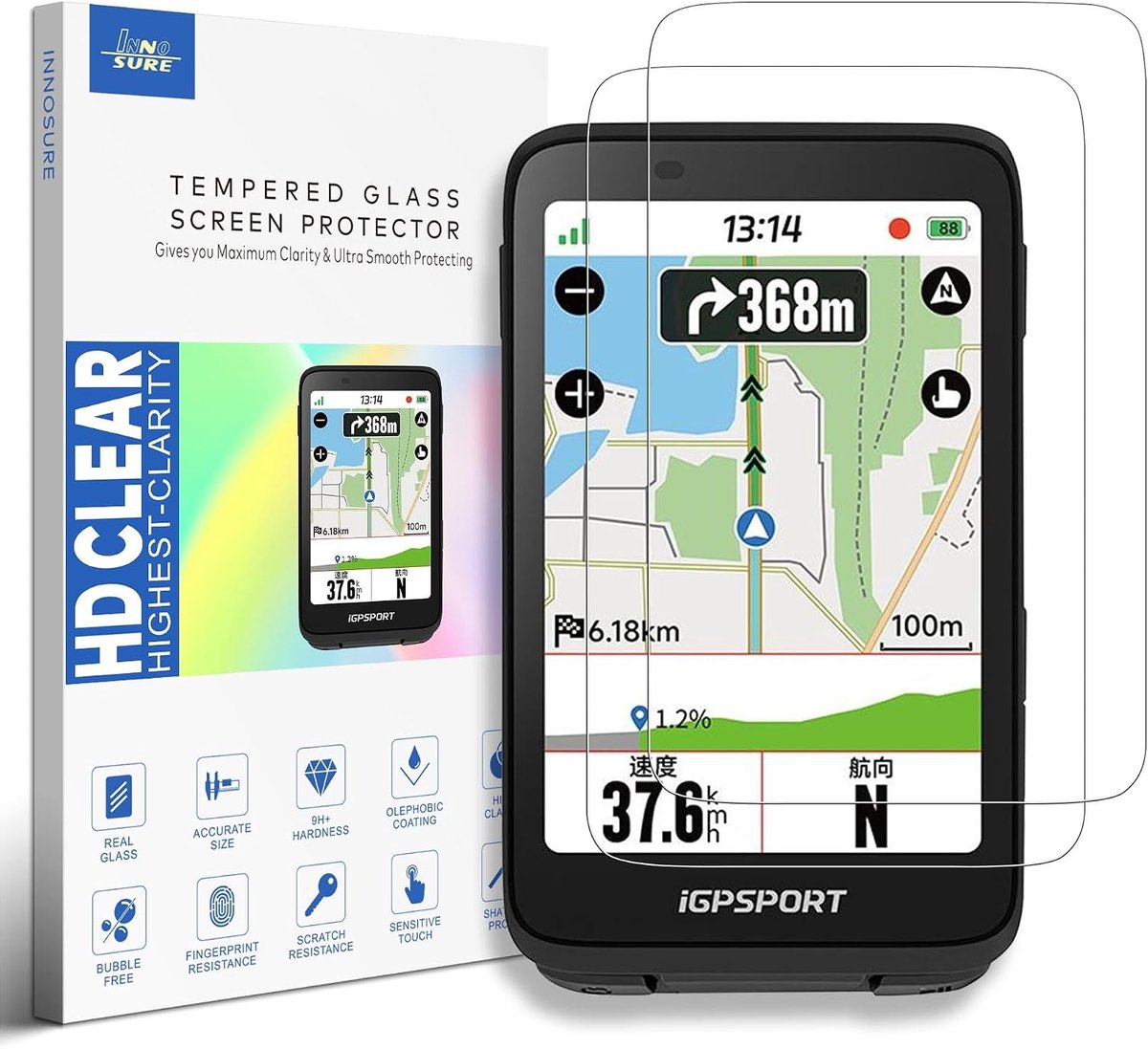 SnelShoppen - 2x Gehard Glas Schermbeschermer voor Fiets GPS-computer 3,5 inch - Krasbestendig & Vingerafdrukbestendig HD Heldere Accessoires