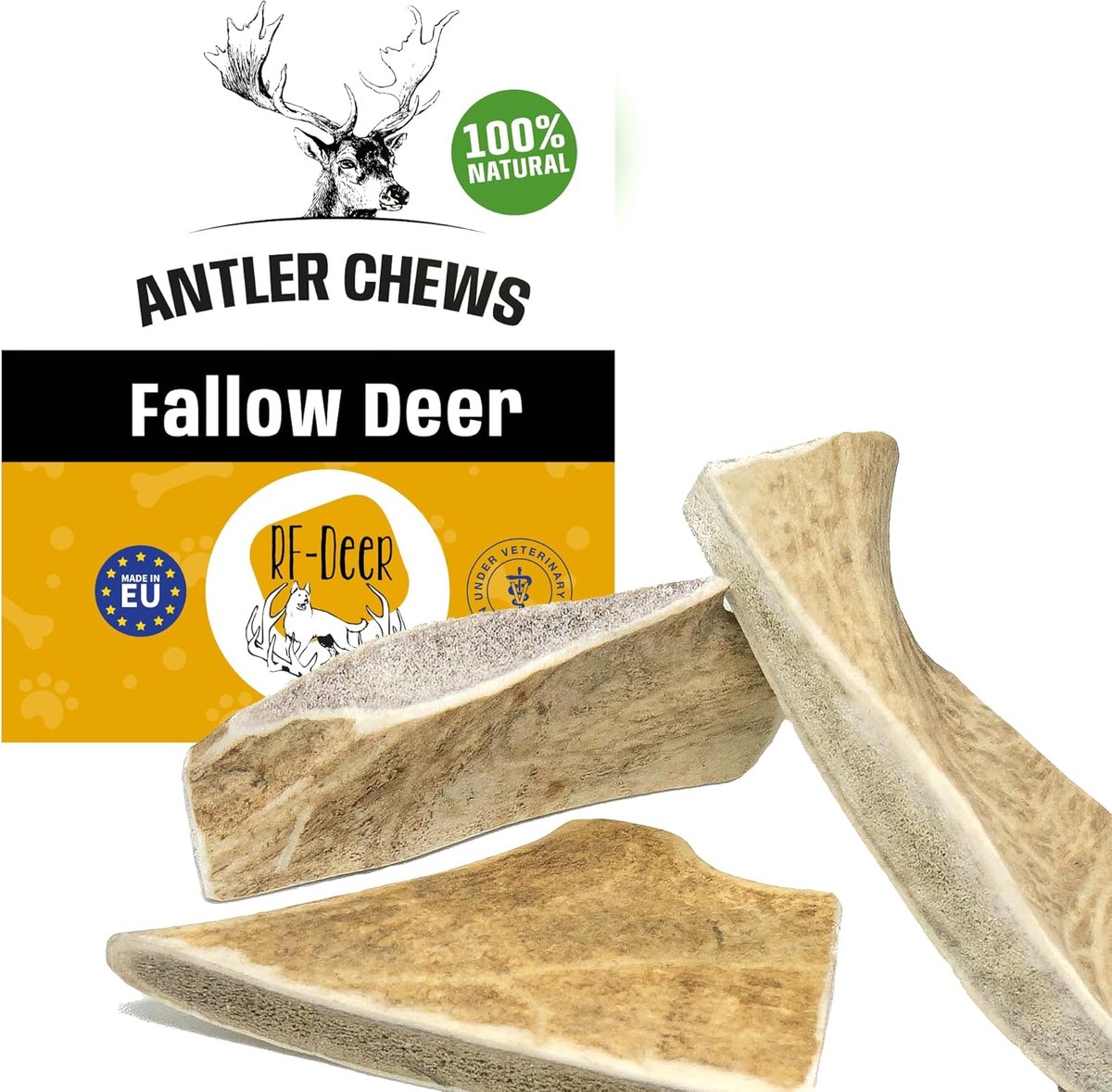 SnelShoppen - Fallow Deer Antler Dog Chews | Natuurlijke Kauwsnacks voor Honden | Maat L 16-18cm | Hard & Gezond | Dierlijke Snacks zonder Additieven