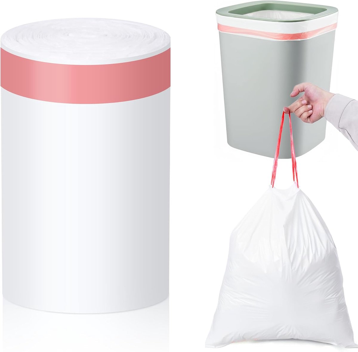 SnelShoppen - 15 Liter Extra Sterke Vuilniszakken met Treksluiting - Duurzame Afvalzakken voor Keuken en Commerciële Gebruik - Punctiebestendig en Ste