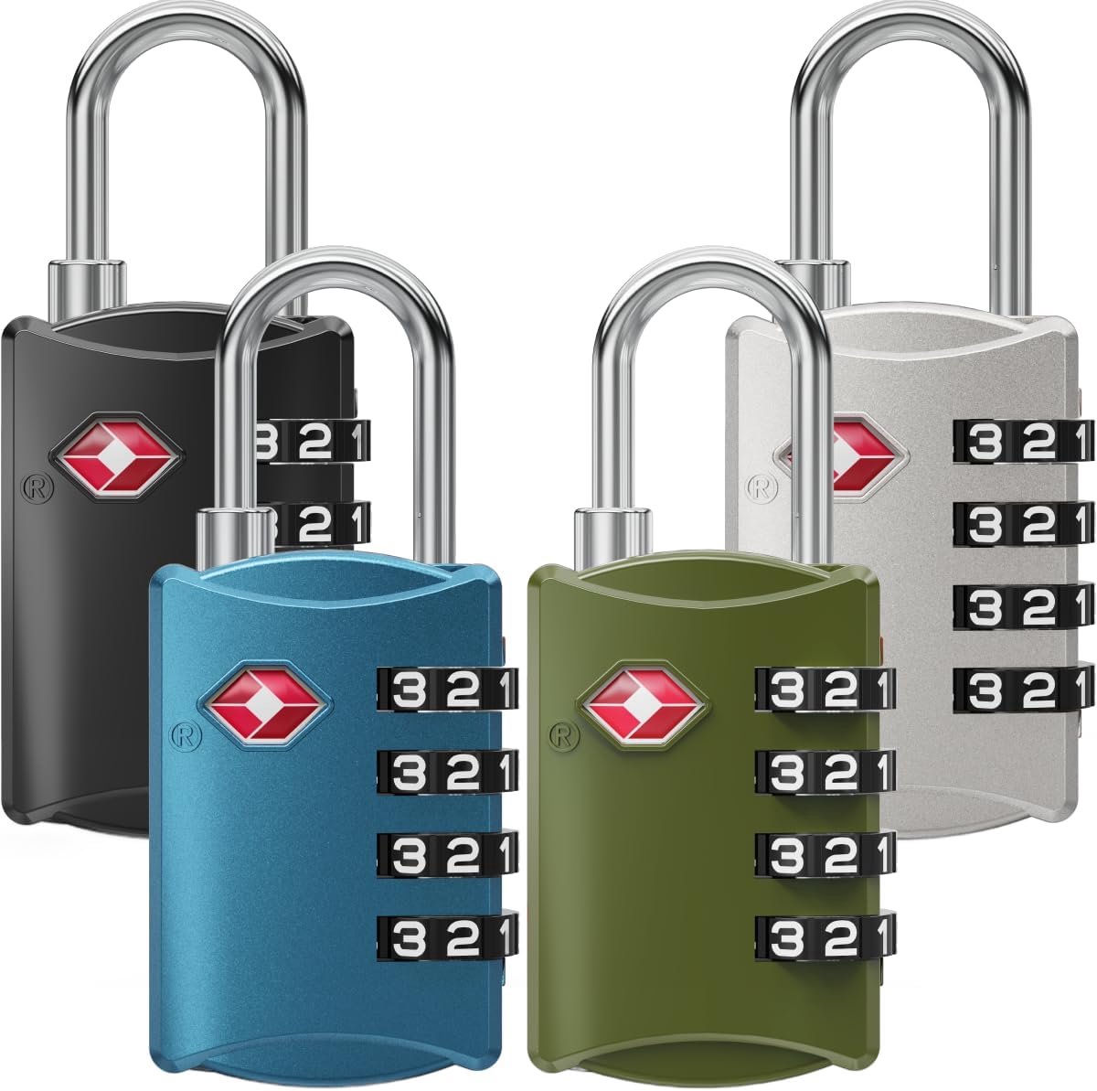 SnelShoppen - TSA-Goedgekeurde Reis Hangslot - 4-Cijferig Kofferslot - Geschikt voor USA Reis - Hangslot voor Koffers, Rugzakken, Cabin Luggage, Reis