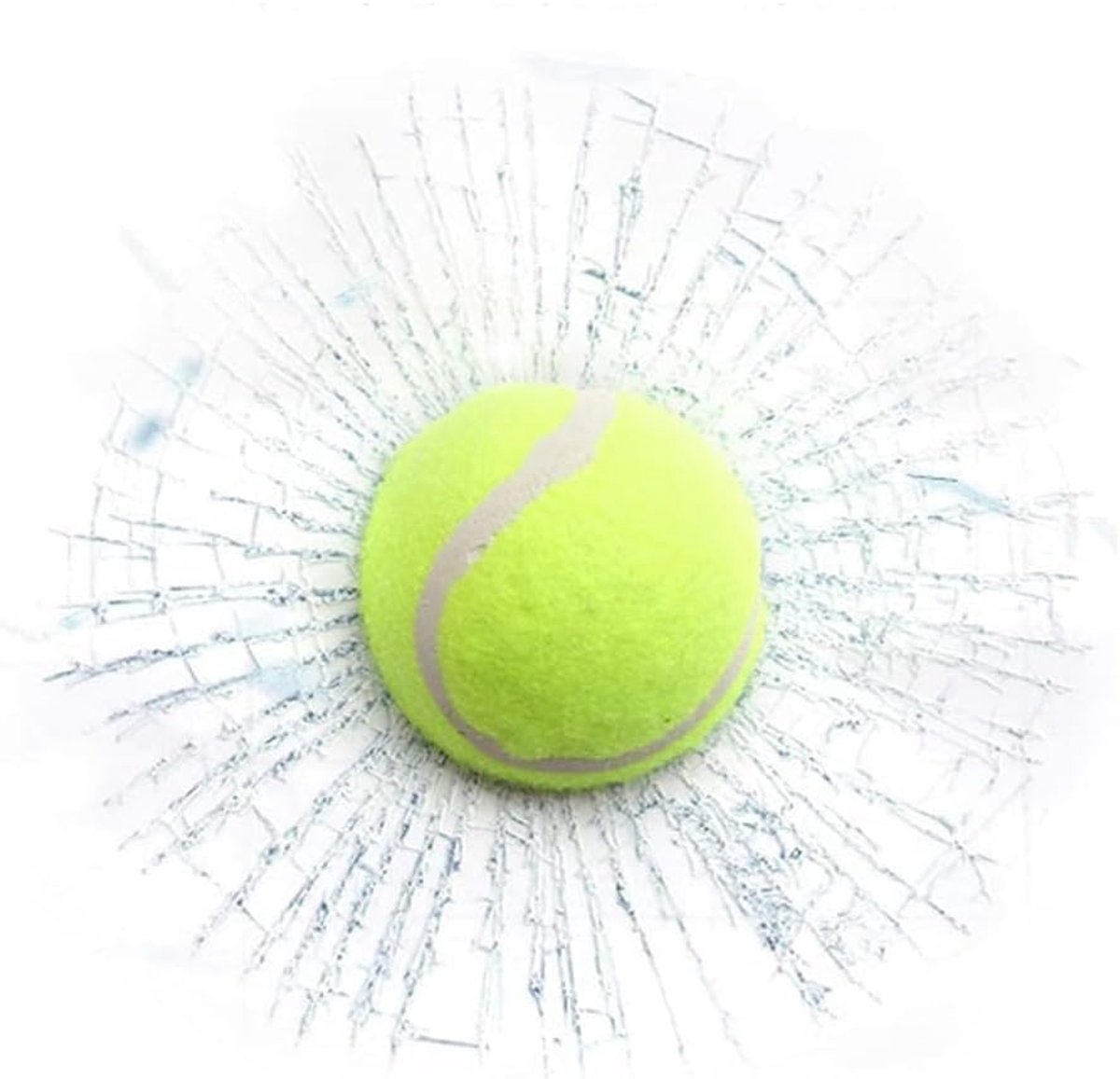 SnelShoppen - Funny Tennisbal Auto Glas Sticker - Realistisch Springpatroon, Zelfklevend Vinyl, Decoratie voor Autoruiten, Unieke Auto Accessoires