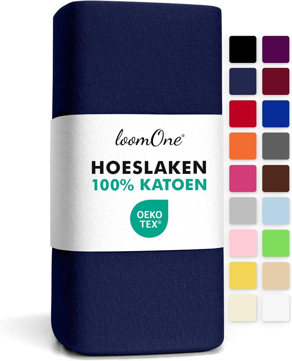 SnelShoppen - Fitted Sheet SPLIT-TOPPER 180x200-200x200 cm - 100% Katoen - Ademend, Zacht en Duurzaam - Met All-Around Elastiek - Donkerblauw