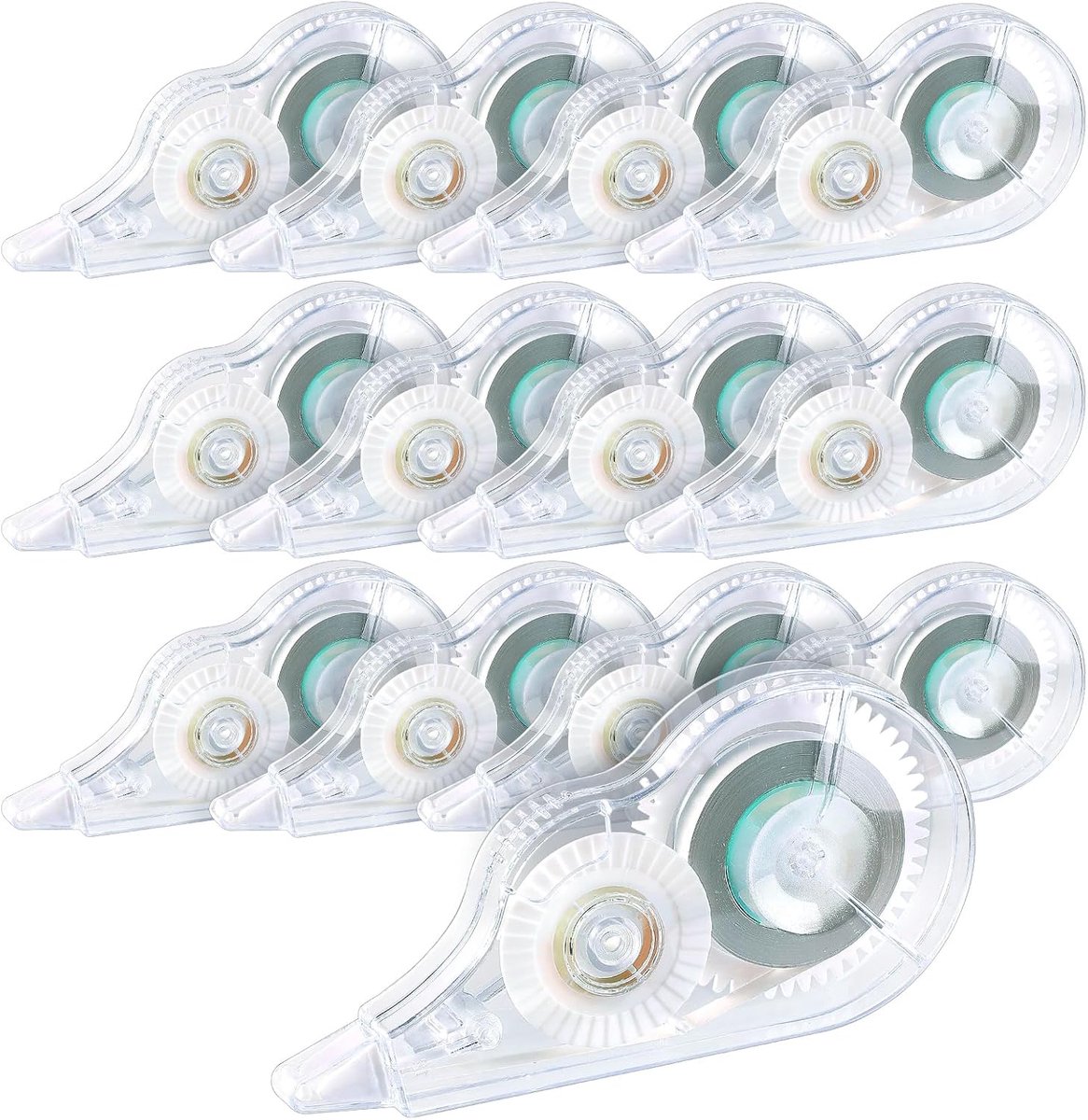 SnelShoppen - Pack van 12 Correctie Roller, 5 mm x 12 m, Transparante Correctietape met Beschermkap, Stationery voor School, Kantoor, Studenten, Docen