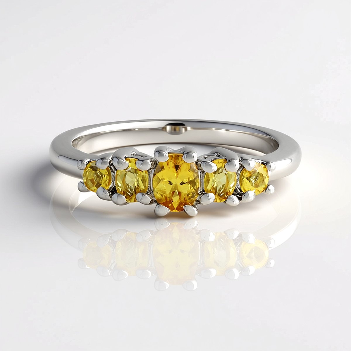 Cavill - Braziliaanse Scapoliet 0,75 ct Ring - 925 Sterling Zilver met Platina Coating - Ovale & Ronde Edelsteen - Elegante Damesring