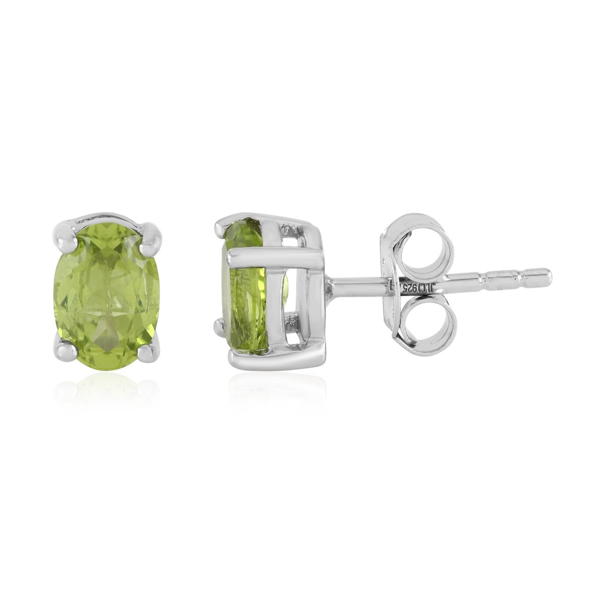 Cavill - 925 Sterling Zilver Platina Verguld - Ovale Peridoot Oorbellen 1,34 ct - Lichtgewicht & Elegant - Stijlvolle Groene Edelsteen Sieraden