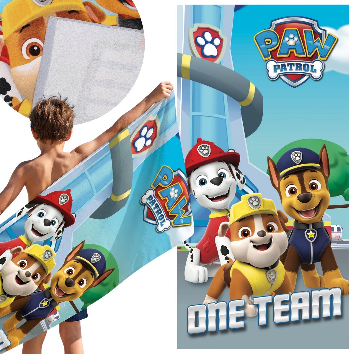 Paw Patrol SNELDROGEND Strandlaken, badhanddoek VOOR JONGENS, 100% KATOEN 70x140 cm OEKO-TEX