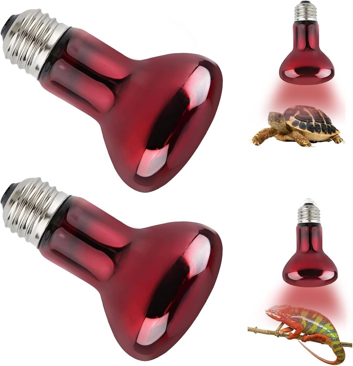 2 stuks infrarood warmtelamp 50W E27 voor terrarium, ideaal voor reptielen, schildpadden, en hagedissen