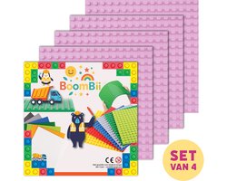 Bouwplaat roze - geschikt voor DUPLO - set van 4 bouwplaten - BoomBii