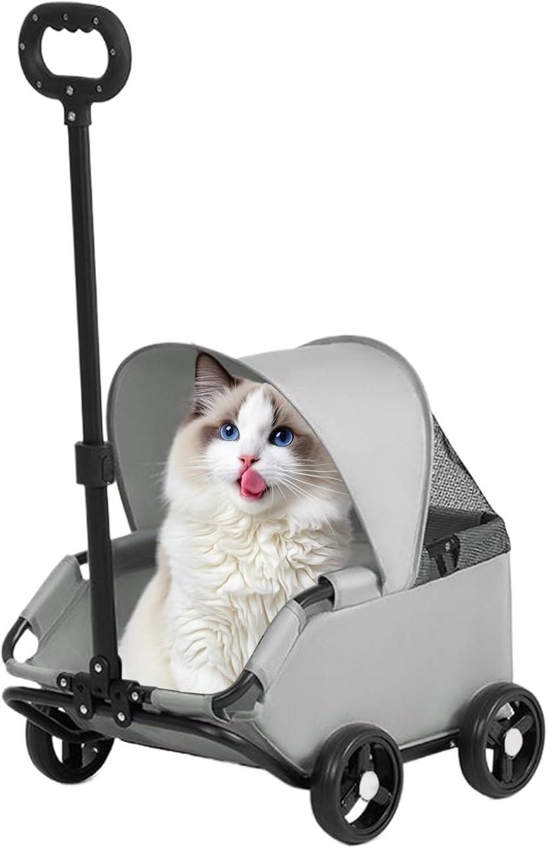 Hondenwagen Opvouwbaar - Dierenbuggy Transportwagen - Comfortabel Vervoer - 360 Graden Zwenkwielen - 54 x 36 x 26 cm - Grijs