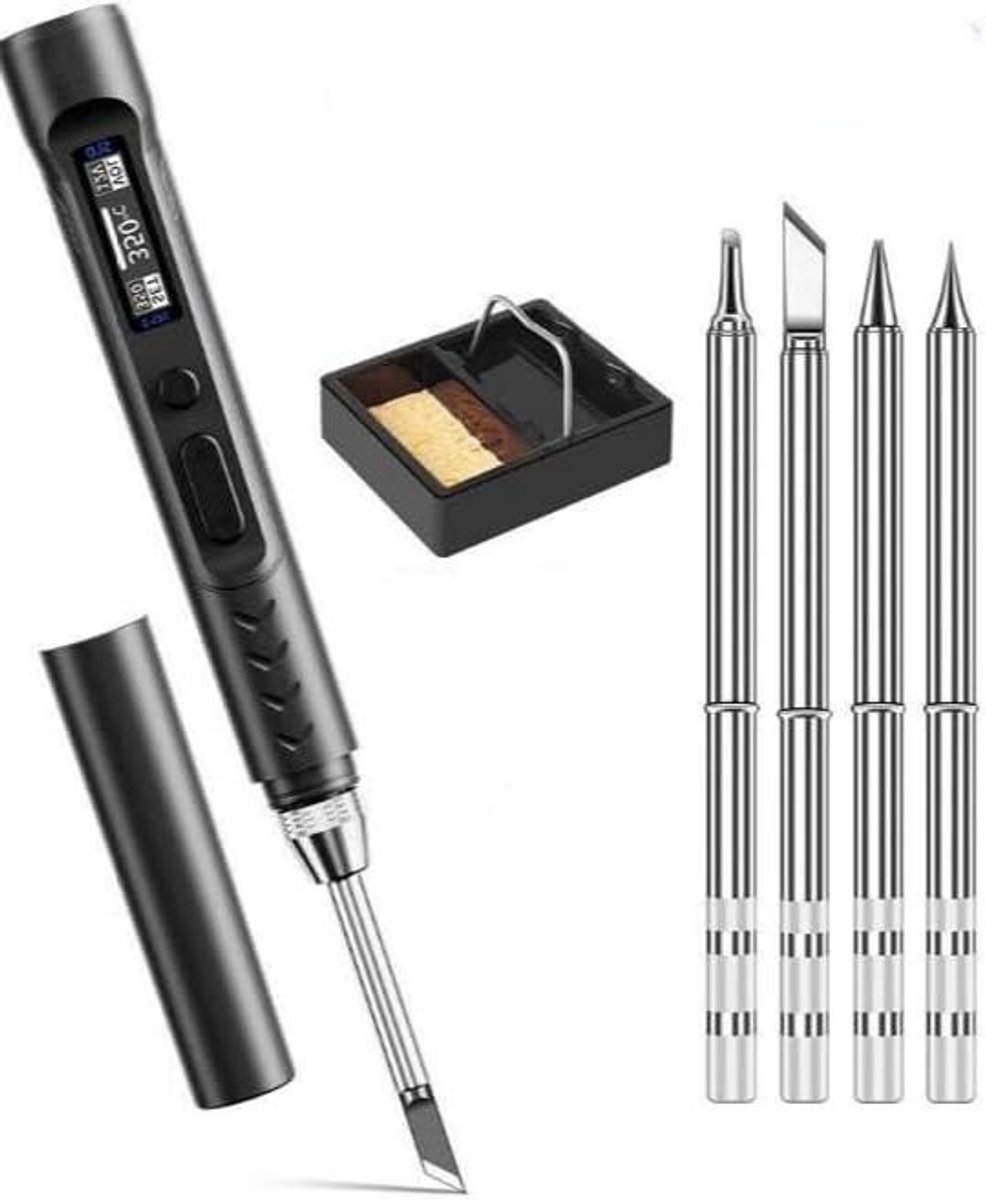 Elektrische Soldeerbout - Soldeerpen Solderen - Elektronica Reparatie - Snelle Verwarming - 65W - Grijs