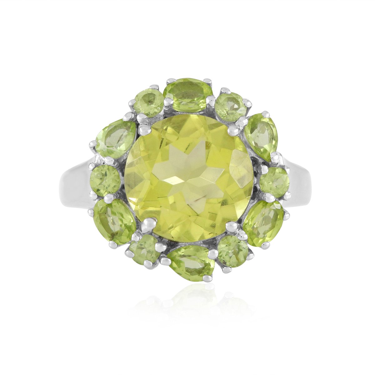 Cavill - Zilveren ring - 925 Sterling Zilver - Ouro Verde kwarts 3,368 ct & Peridoot 1,107 ct - Handgemaakt elegant design - Unieke groene edelstenen