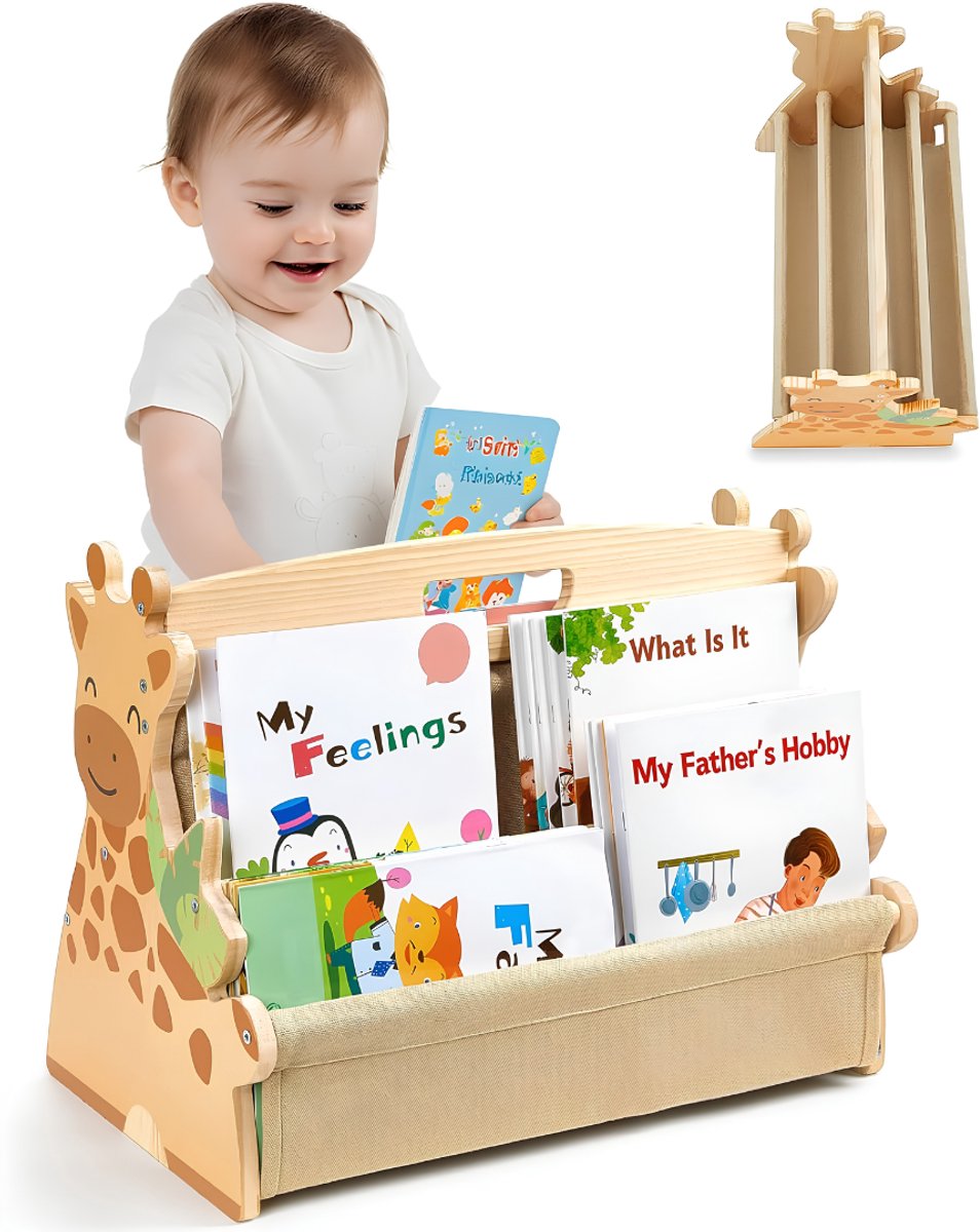 JCP® Boekenrek Kind - Boekenkast Kind - Kinderboekenkast - Lichtbruin - 29cm x 45cm x 35cm