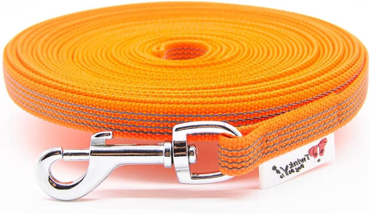 Hondenlijn met polsband - Trainingslijn Sleeplijn - Hondentraining - Antislip rubber coating - 20 meter - Oranje