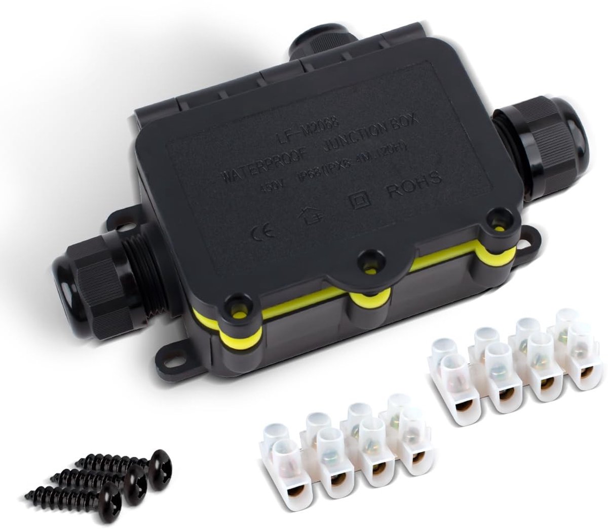 Waterdichte elektronicakast voor buitengebruik, 3-voudige kabelverbinding voor draaddiameter 5-12mm en 3.5-10mm, ideaal voor tuin en buitenprojecten