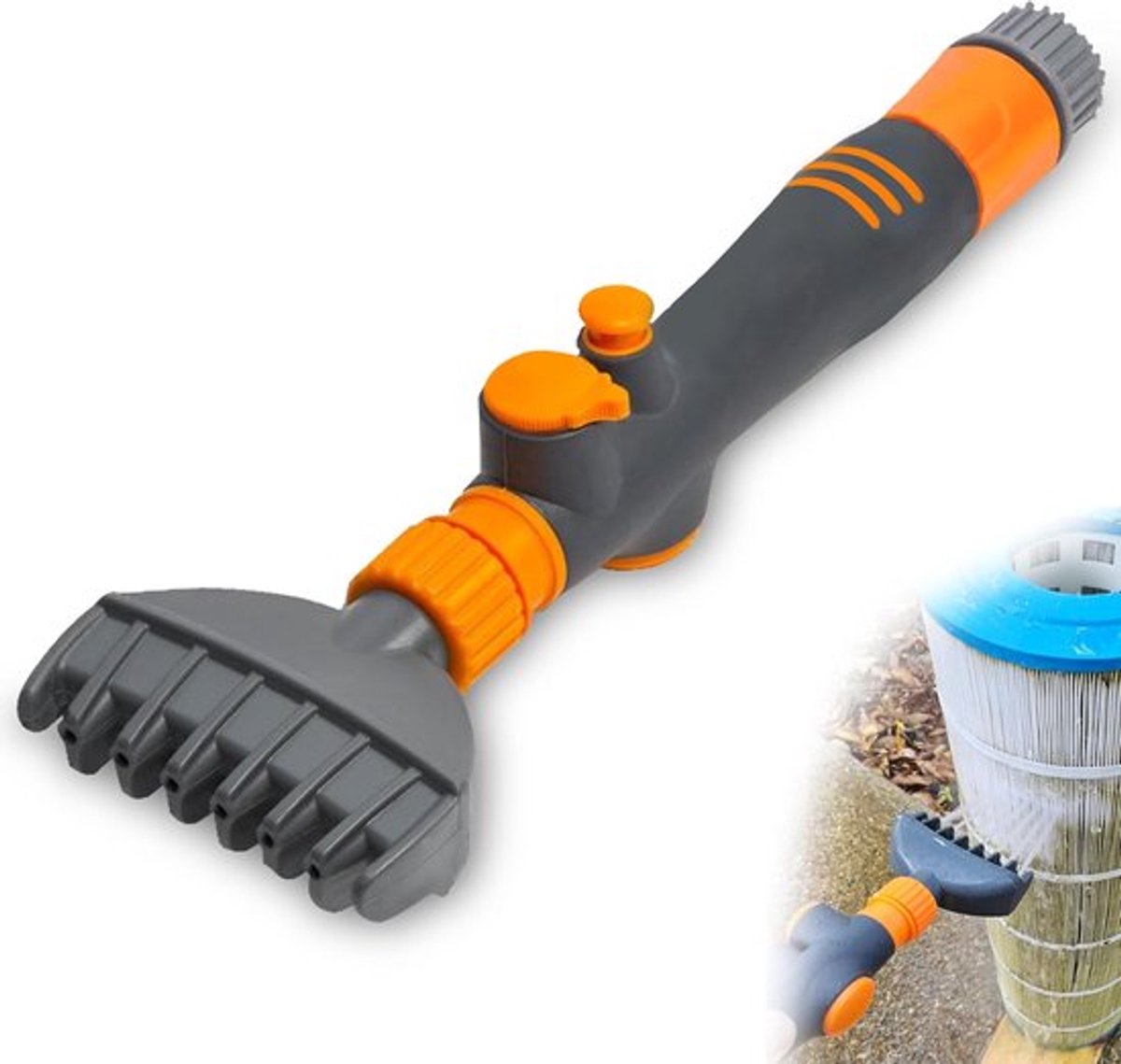 Filterpatroonreiniger voor zwembaden en spa's - Filterpatroonreiniger voor zwembaden - Verwijdert snel vuil en gruis uit het filter - Wordt geleverd met 15 krachtige waterstralen - Voor filters voor zwembaden, spa's en hottubs