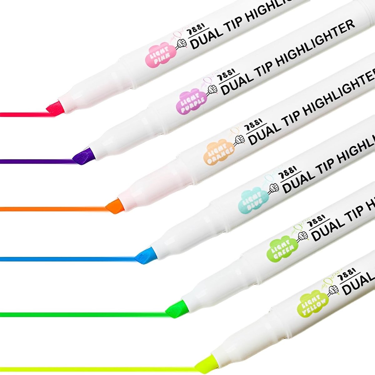Solidchoice - Set van 6 Pastel Markeerstiften met Dubbele Punt