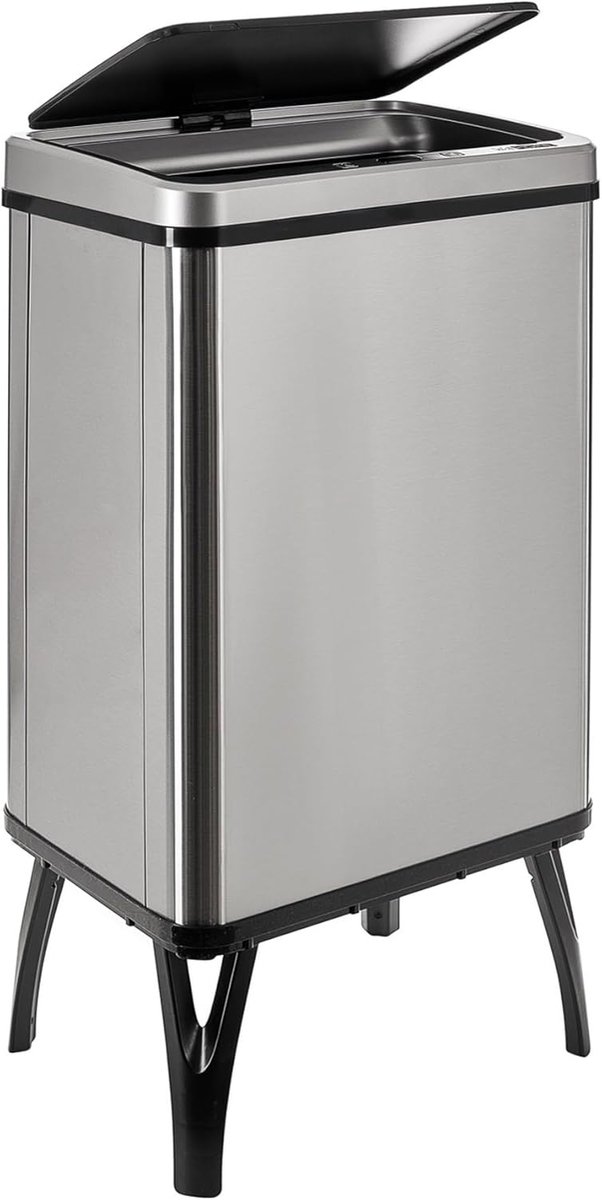 WELL HOME Intelligente vuilnisemmer met automatisch openen en handmatig contact, 40 l, 35,5 x 26 x 71,5 cm, grijs - ShopVlot