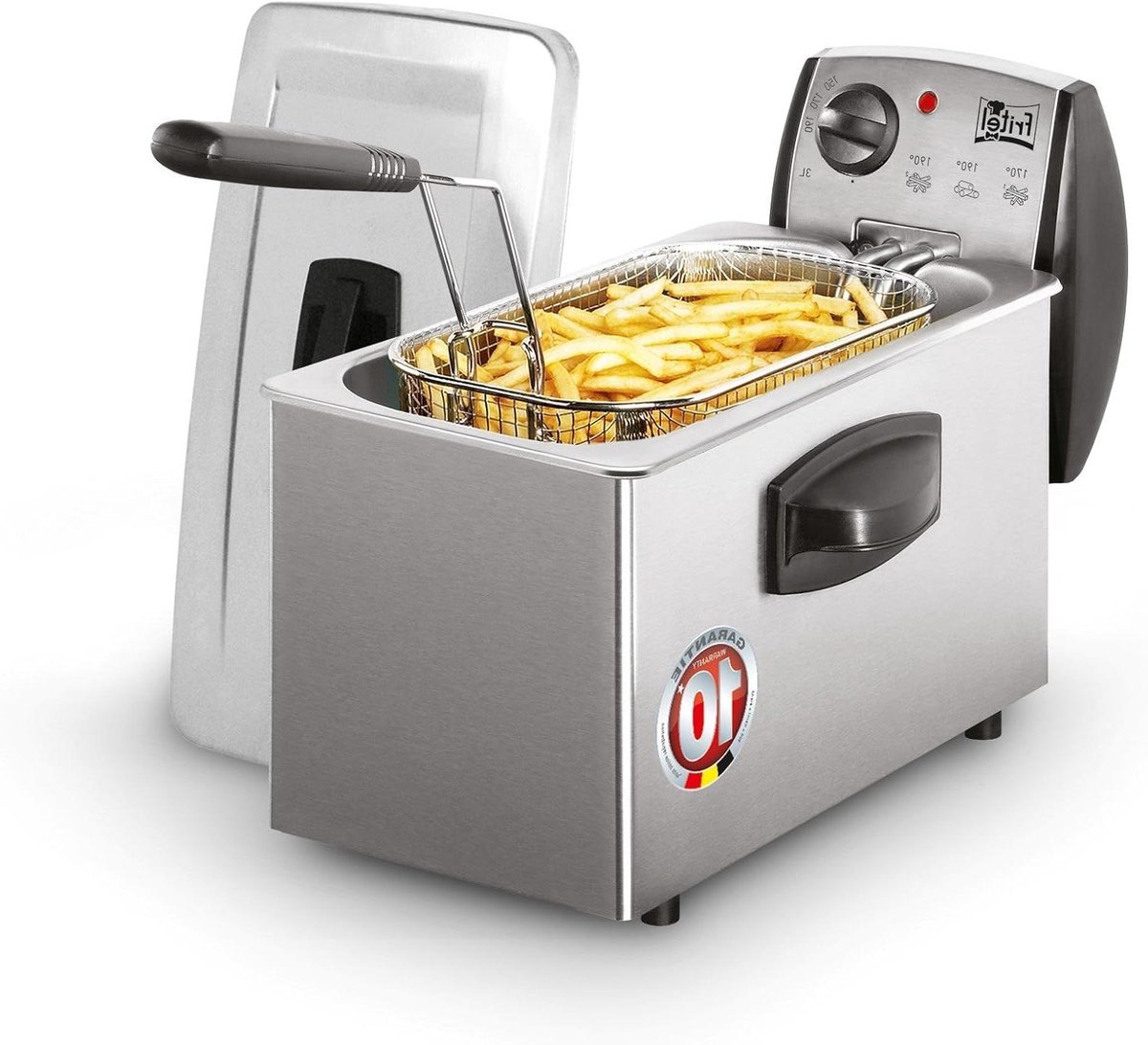 Frituurpan RVS - Friteuse Airfryer - Frituren voor thuis - Cold Zone technologie - 3 L - Zilverkleurig