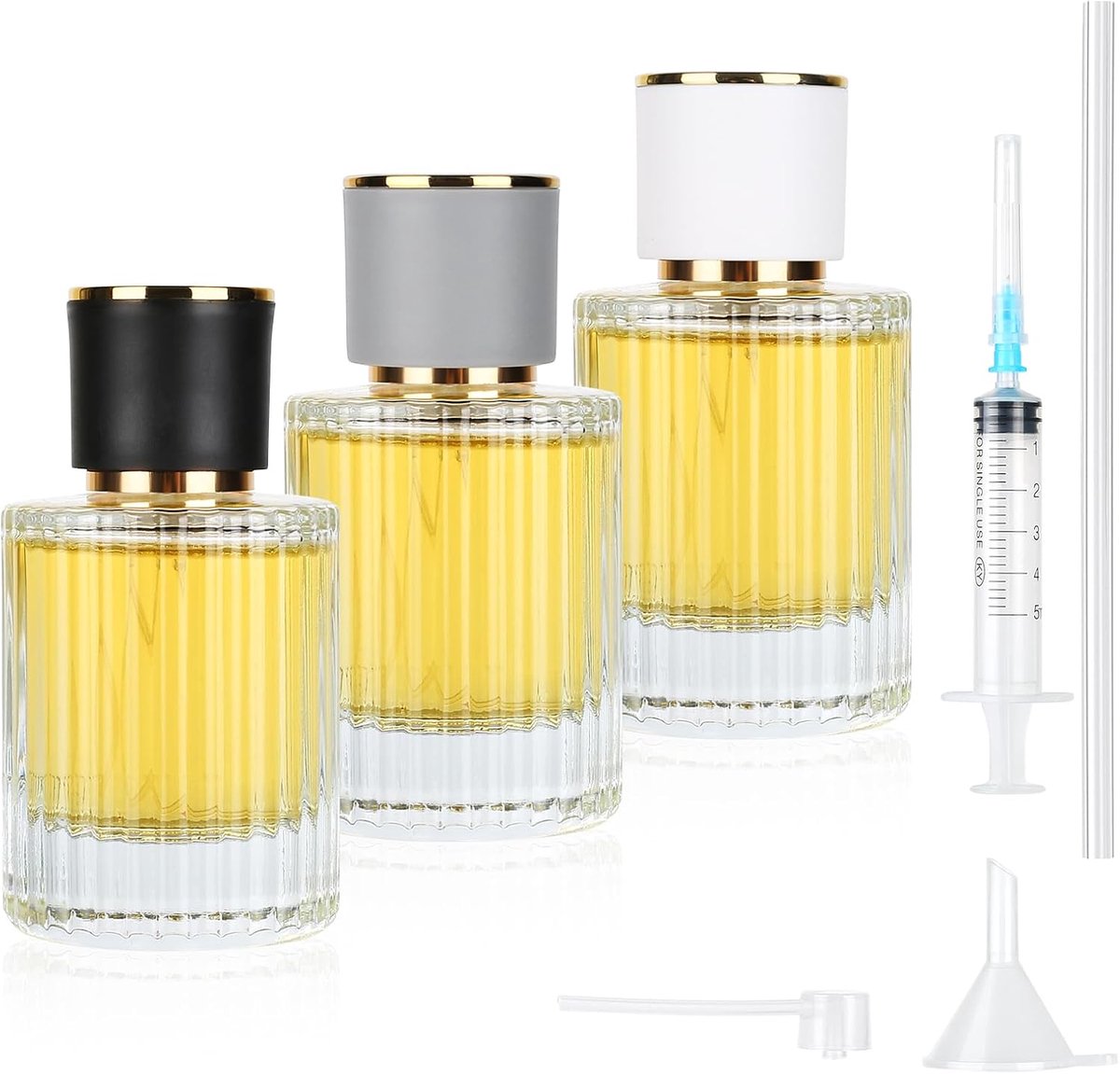 3 Stuks 50ml Ronde Glazen Fles Voor Parfumreis, Navulbare Fles Voor