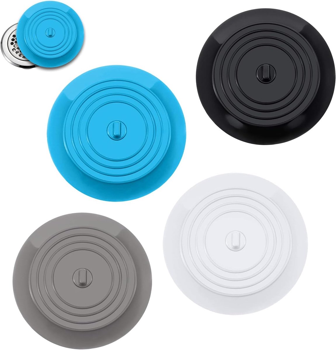 stop, 4 stuks siliconen afvoerstoppers, 15 cm, siliconen badkuipstop