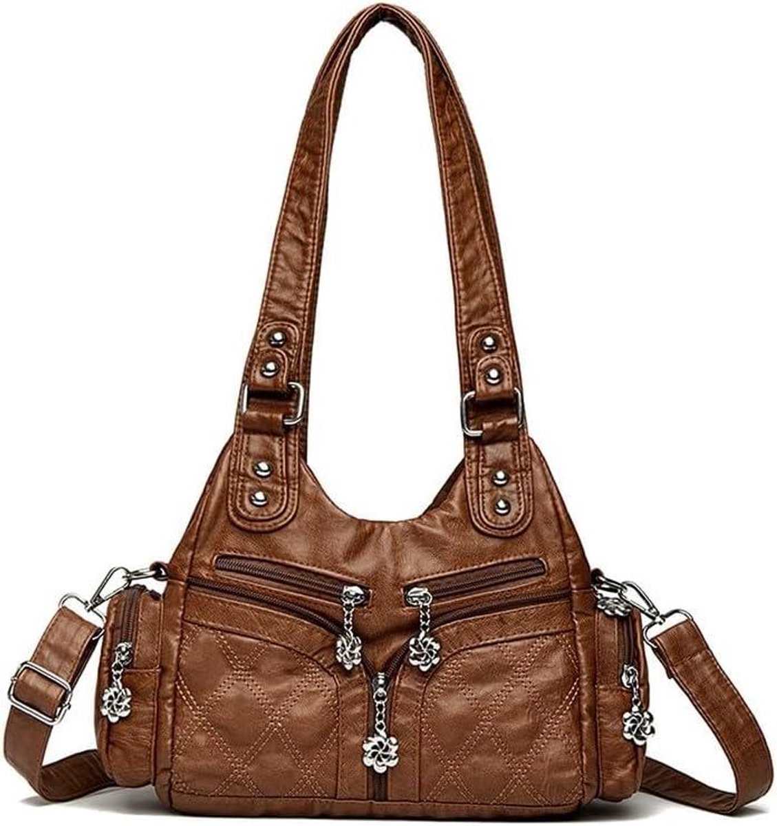 Dames Handtas - Schoudertas Hobo Tas - Dagelijks Gebruik - Verstelbare Band - 32x13x23 cm - Bruin