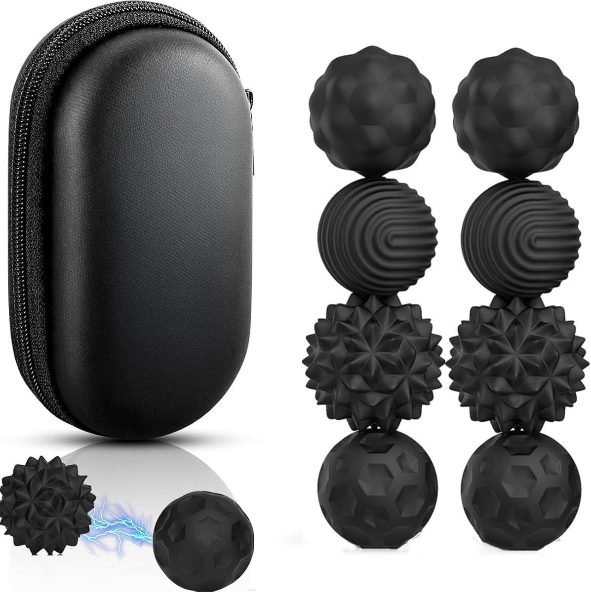 8 stuks magnetische ballen fidget toys volwassenen, magnetische ballen, sensorisch speelgoed, stressballen met siliconen hoes, autisme, antistress speelgoed (Zwart)