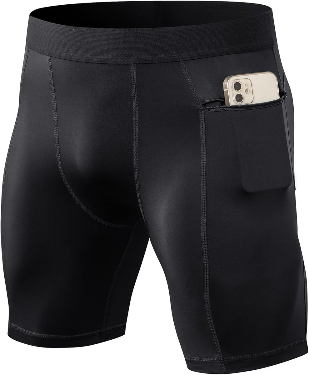 Shorts voor heren, compressieshorts met zakken, basislaag, onderbroek