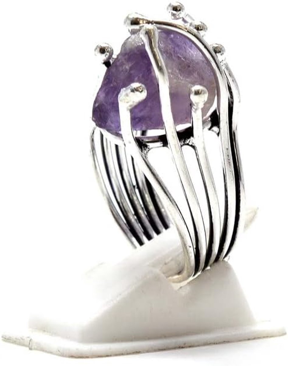 Rock Purple Amethyst Quartz Handmade Ring Girls Woman's Sterling