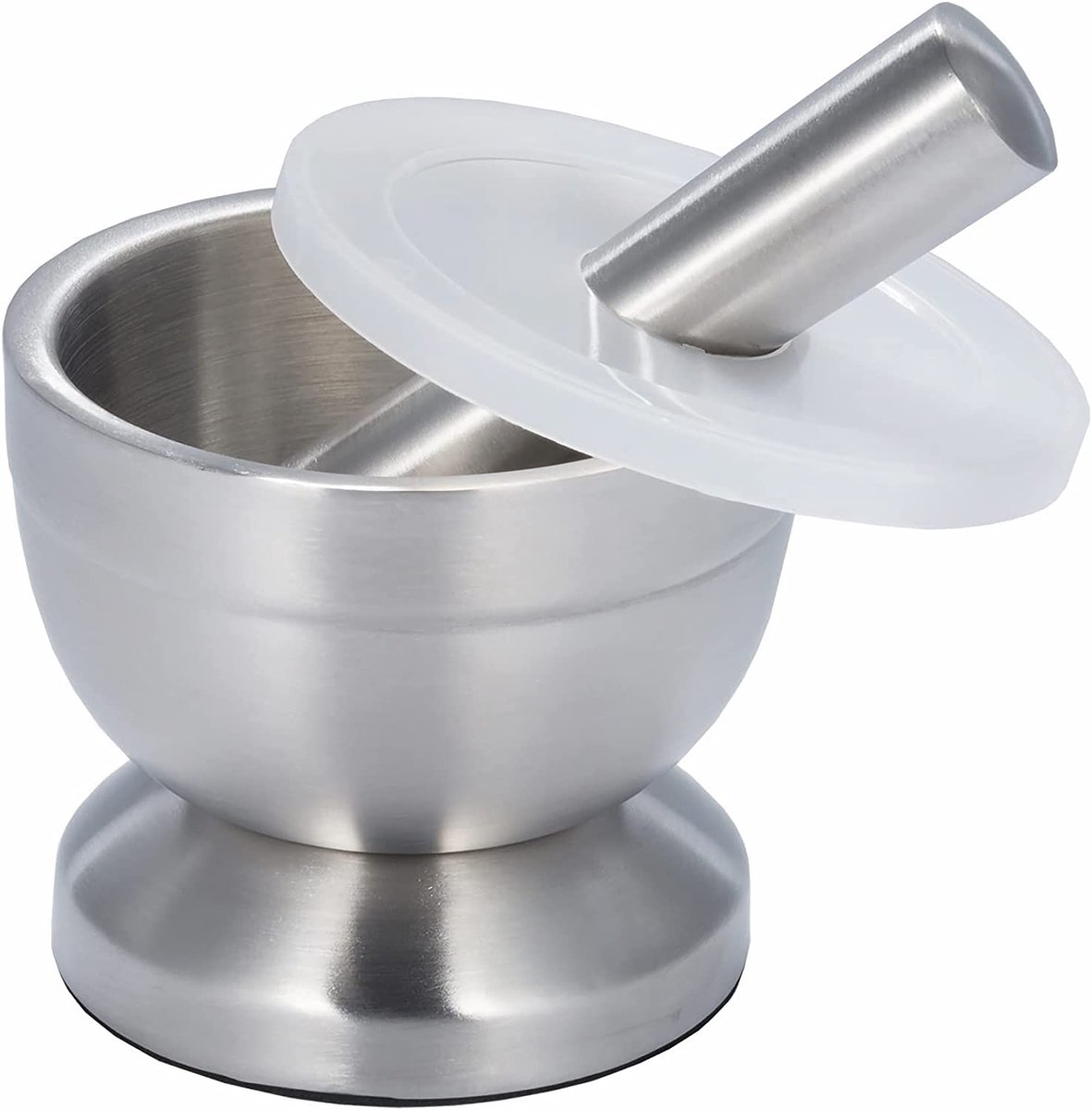 Vijzel met stamper, geschikt voor levensmiddelen, roestvrij staal, 10 cm (3,9 inch) diameter