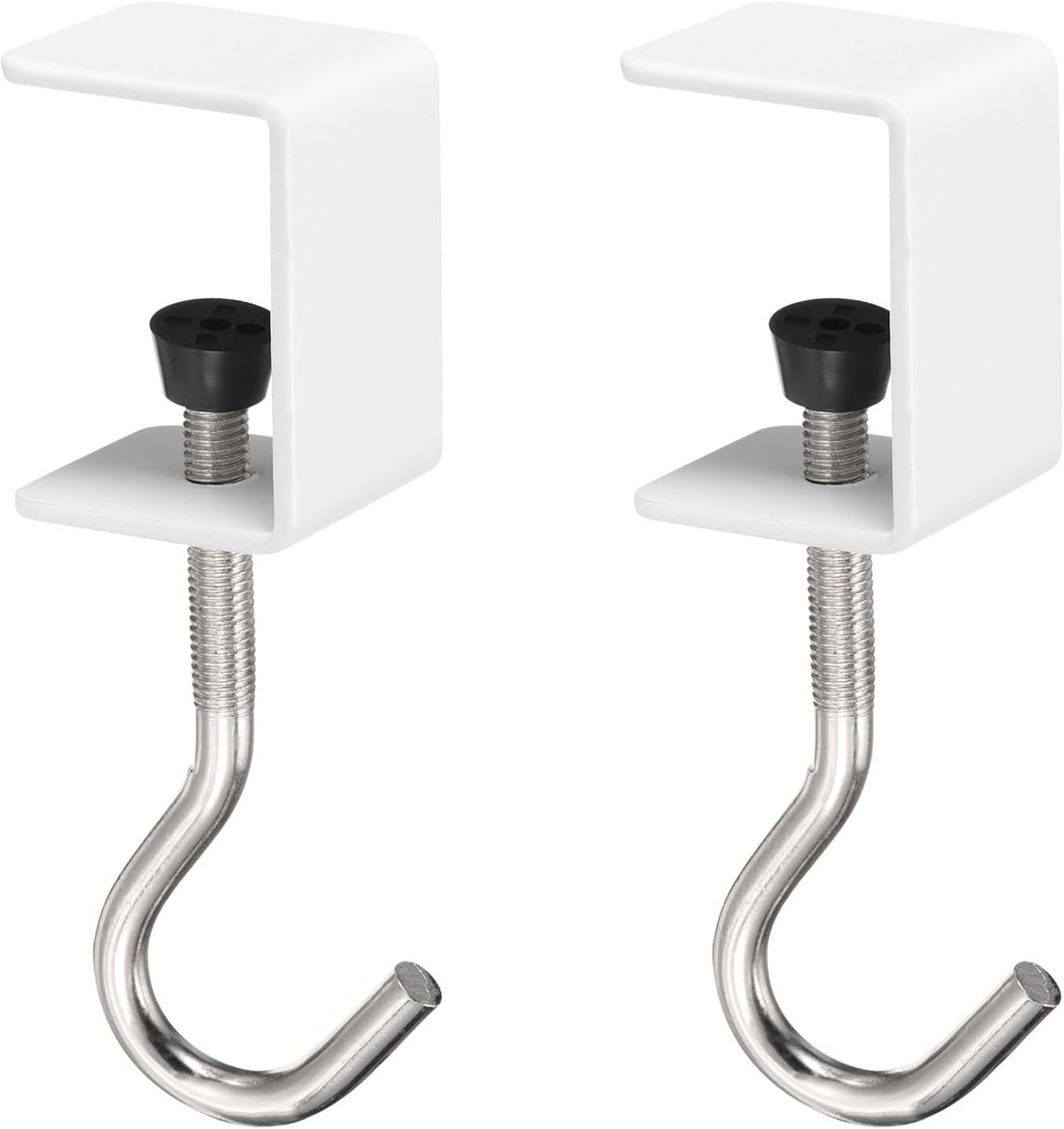 2 stuks bureauhaken klem 0,5 - 1,4 inch (0,2 - 1,4 inch), haken voor rugzak, tafel, tas, haak, klem, wit